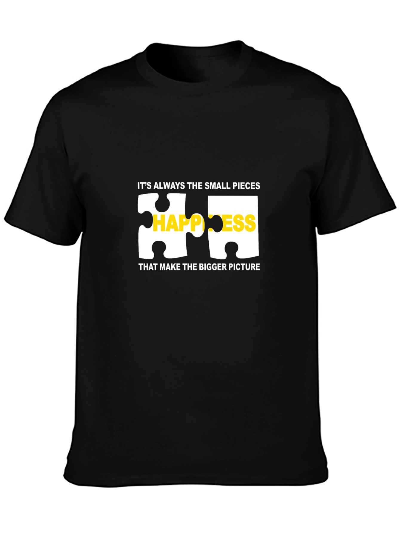 Happiness Puzzle Piece Graphic T-Shirt - Black