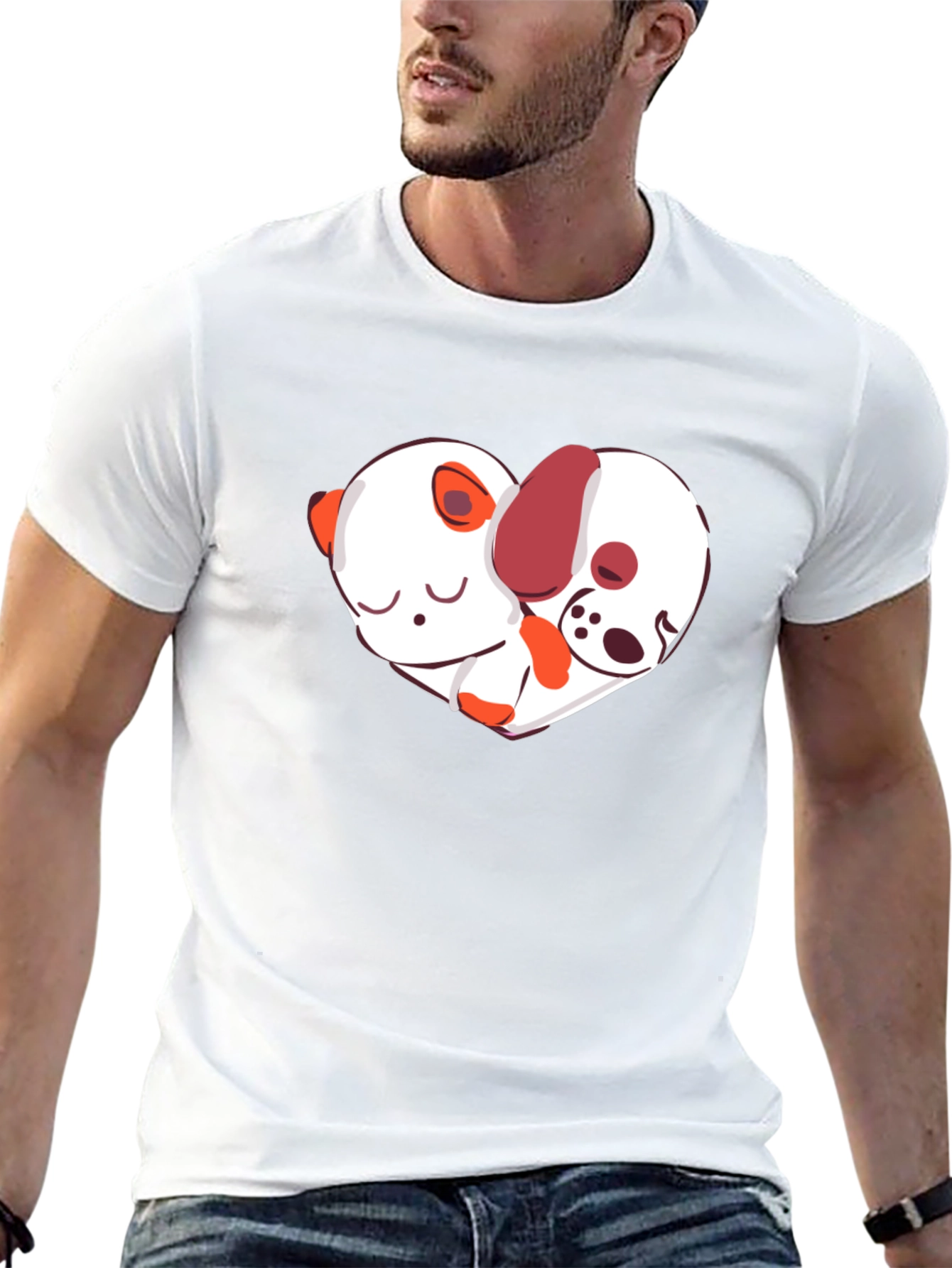 Cute Dog & Panda Heart T-Shirt - Unisex