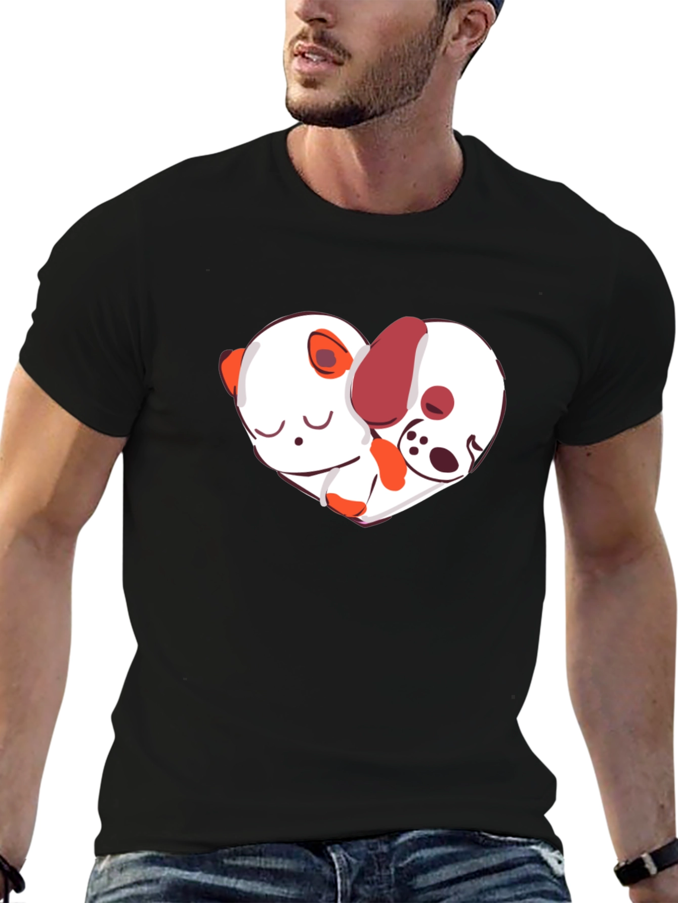 Cute Dog & Panda Heart T-Shirt - Unisex