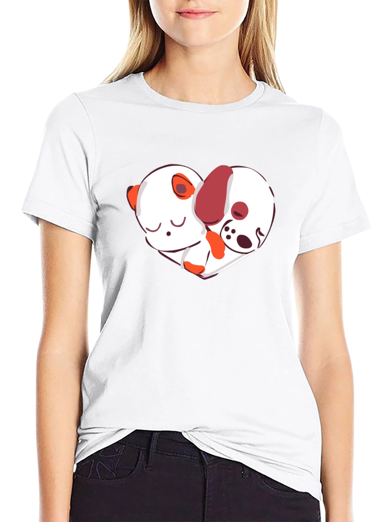 Cute Dog & Panda Heart T-Shirt - Unisex