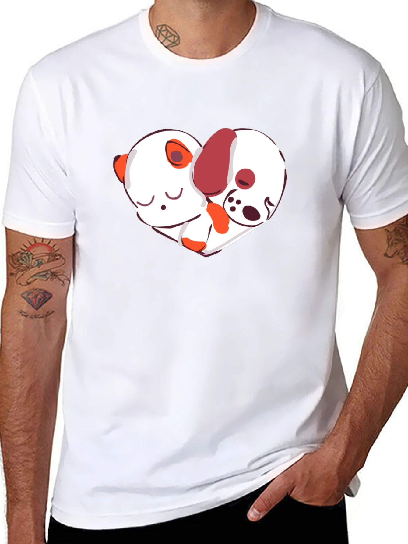Cute Dog & Panda Heart T-Shirt - Unisex