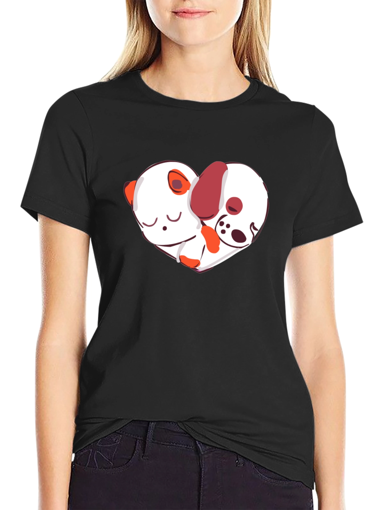 Cute Dog & Panda Heart T-Shirt - Unisex