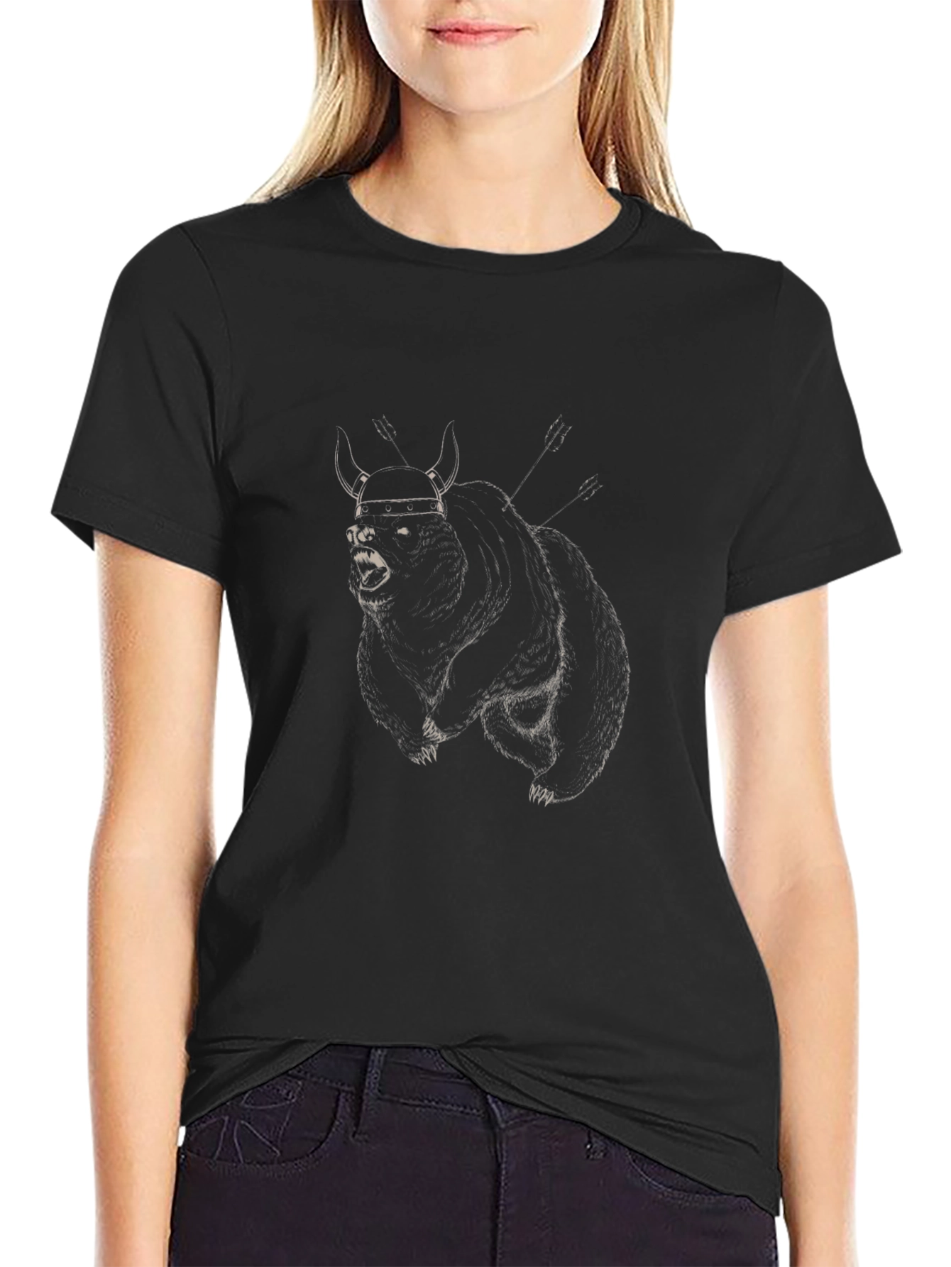 Viking Bear Graphic T-Shirt - Mens Black Tee