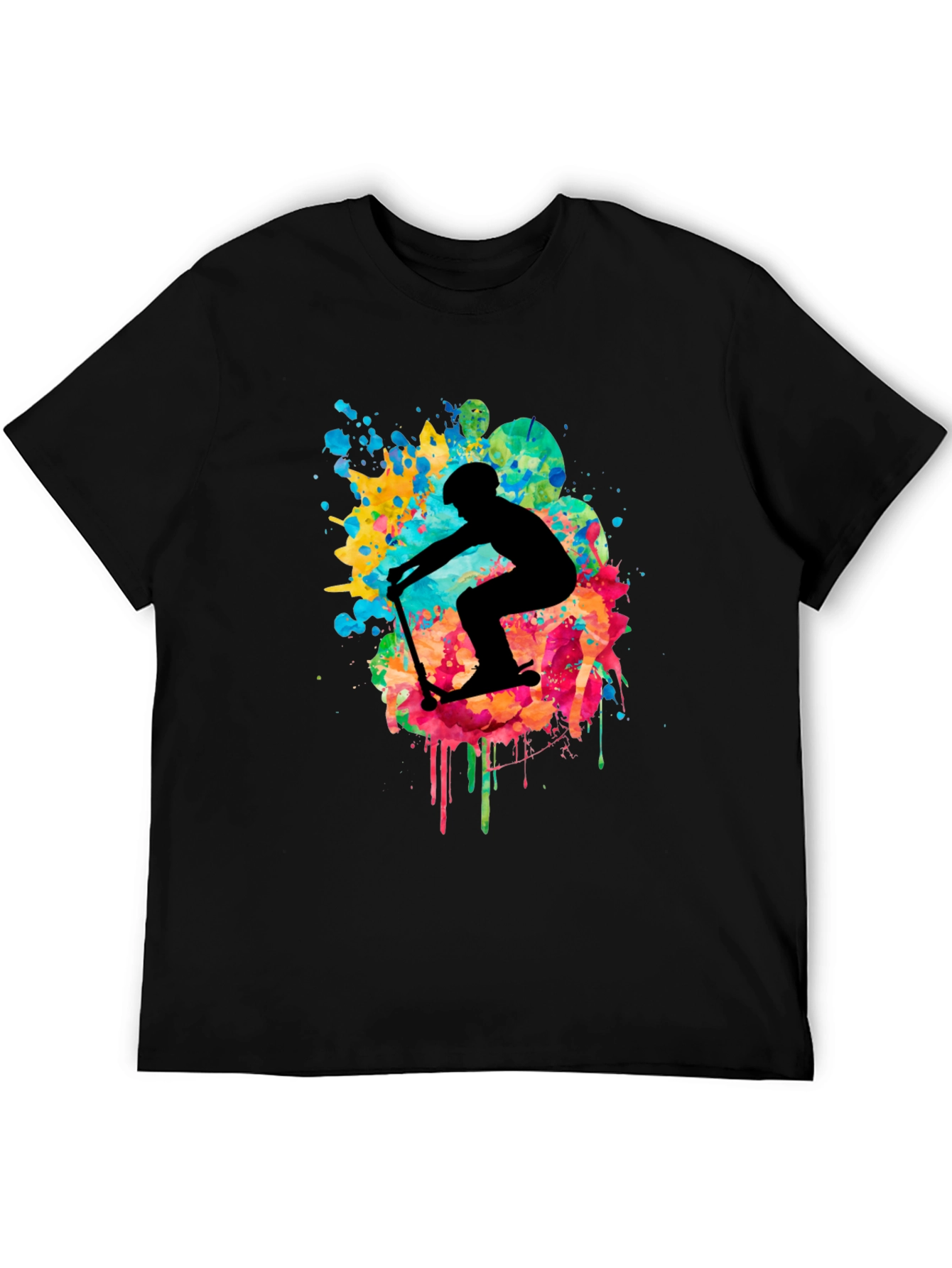 Skater Silhouette T-Shirt - Vibrant Splash Design