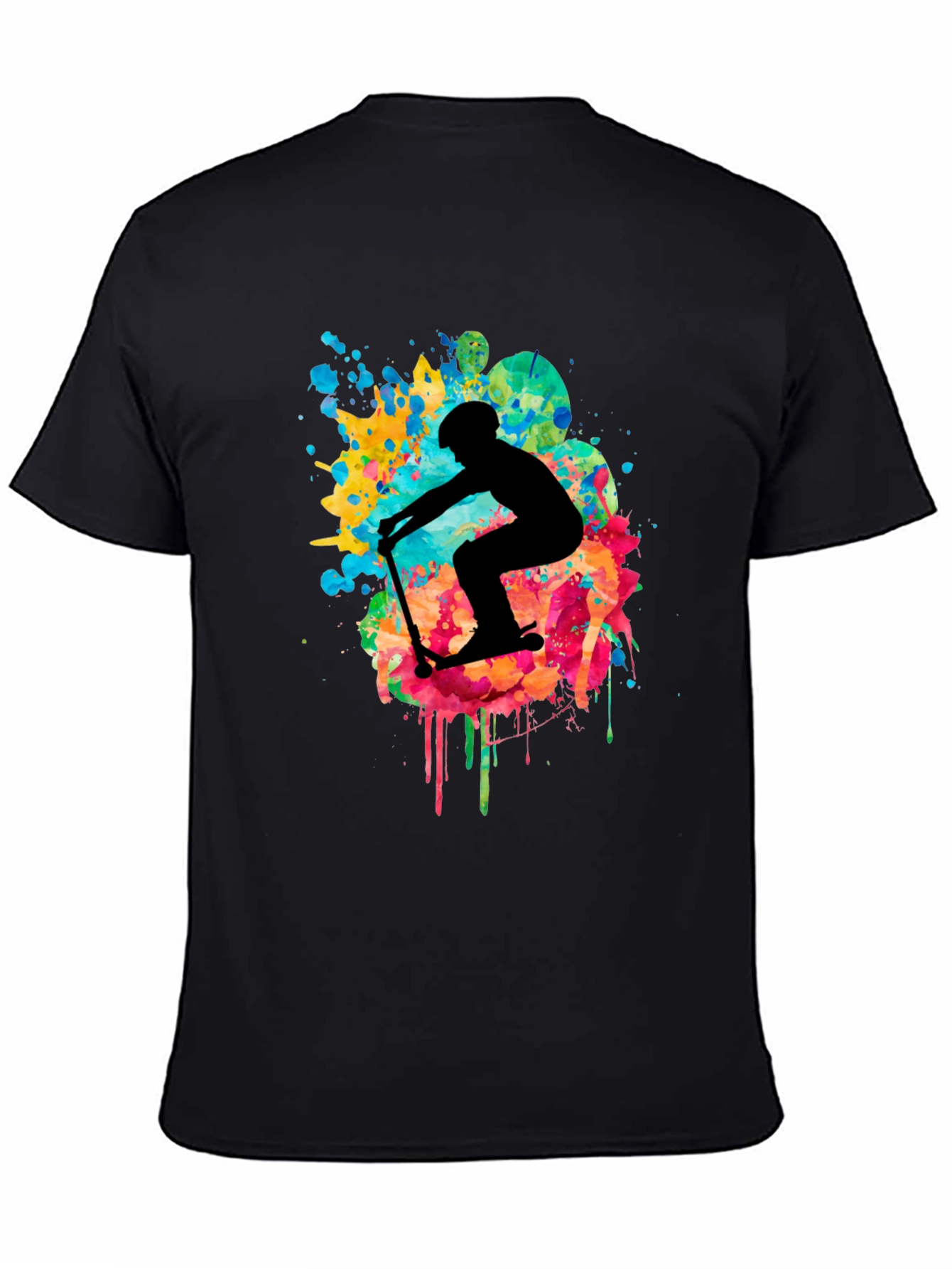 Skater Silhouette T-Shirt - Vibrant Splash Design