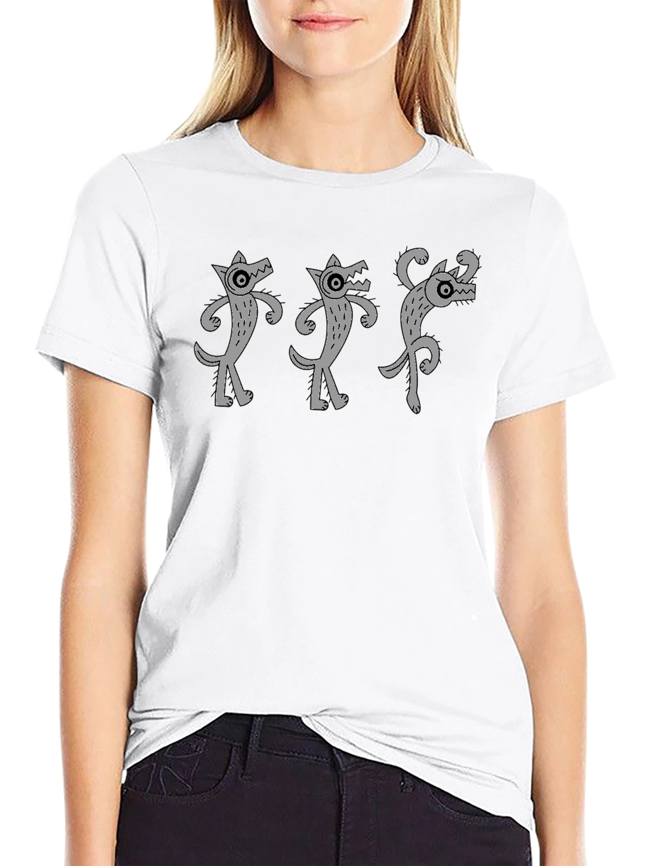 Dancing Wolves Black T-Shirt