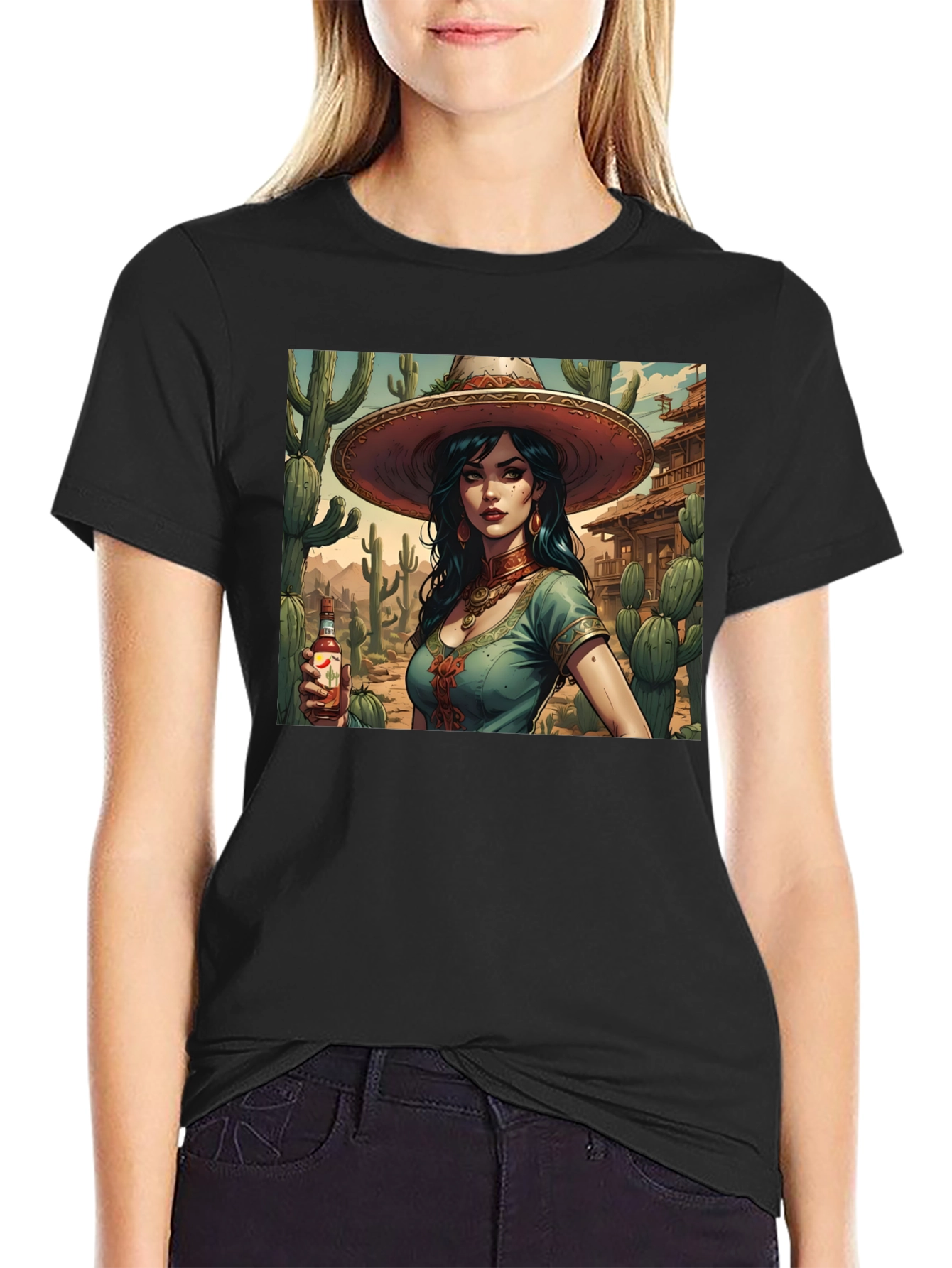 Latina Desert Queen Graphic Tee - Black