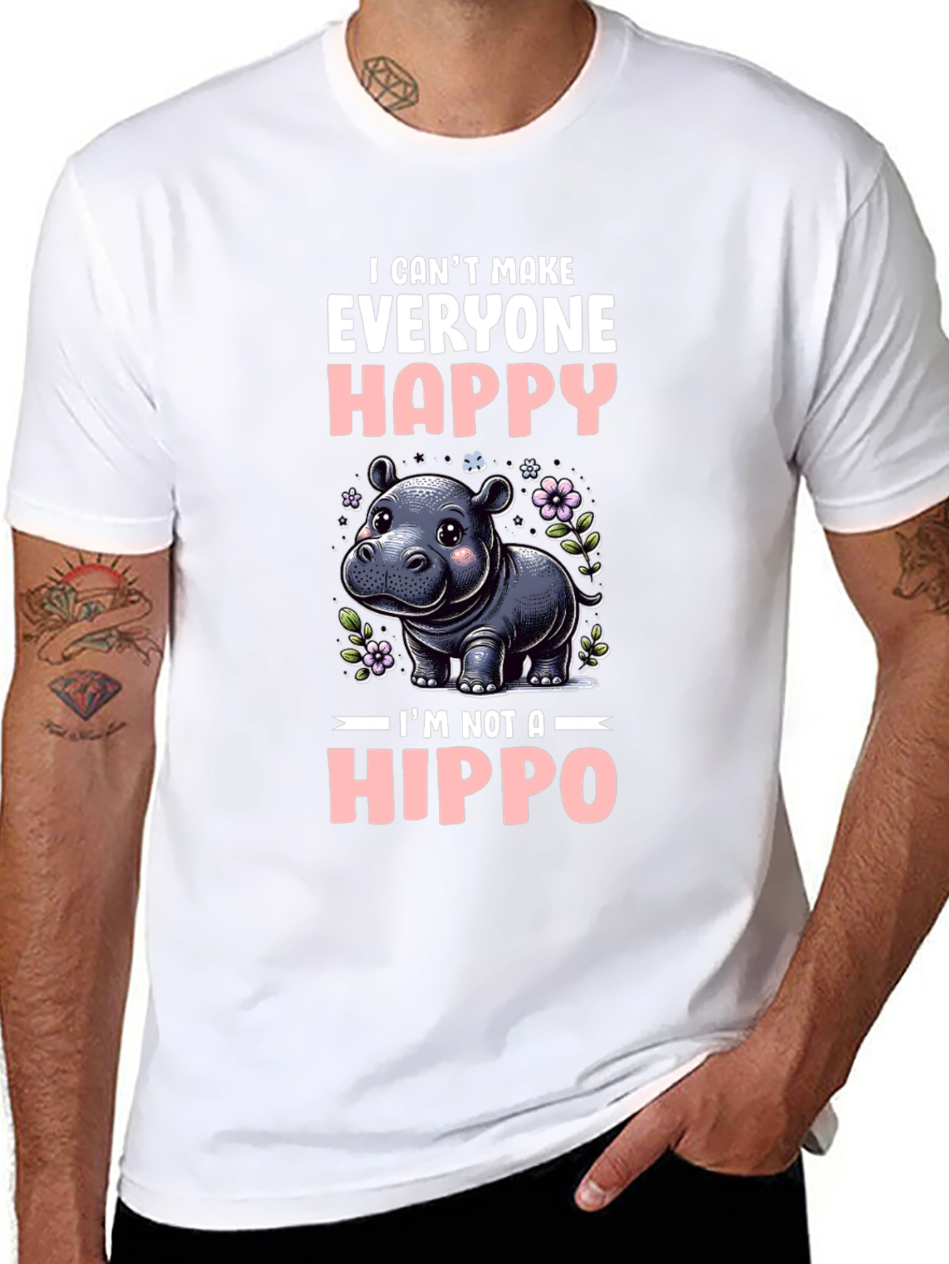 Funny Hippo Graphic T-Shirt