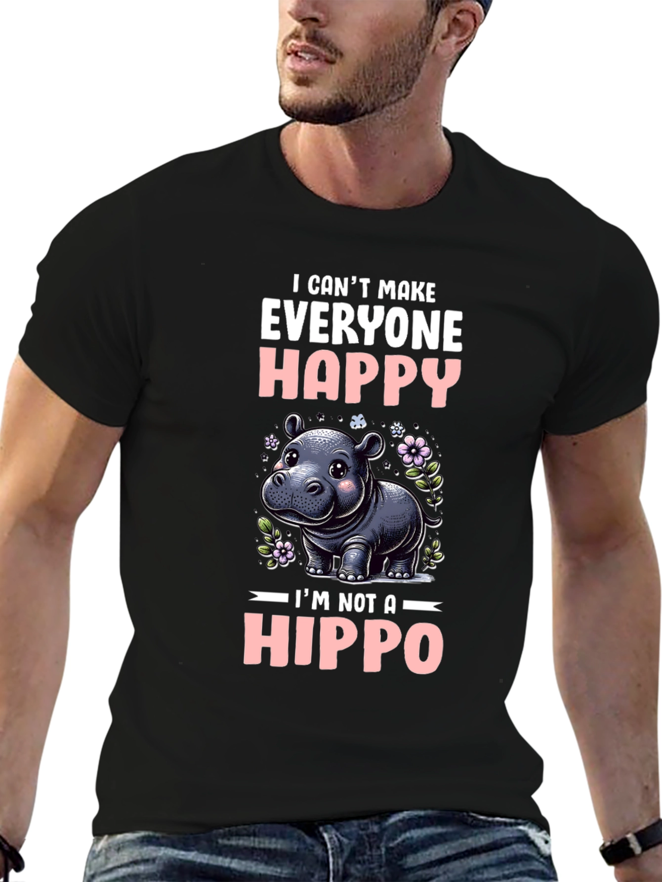 Funny Hippo Graphic T-Shirt