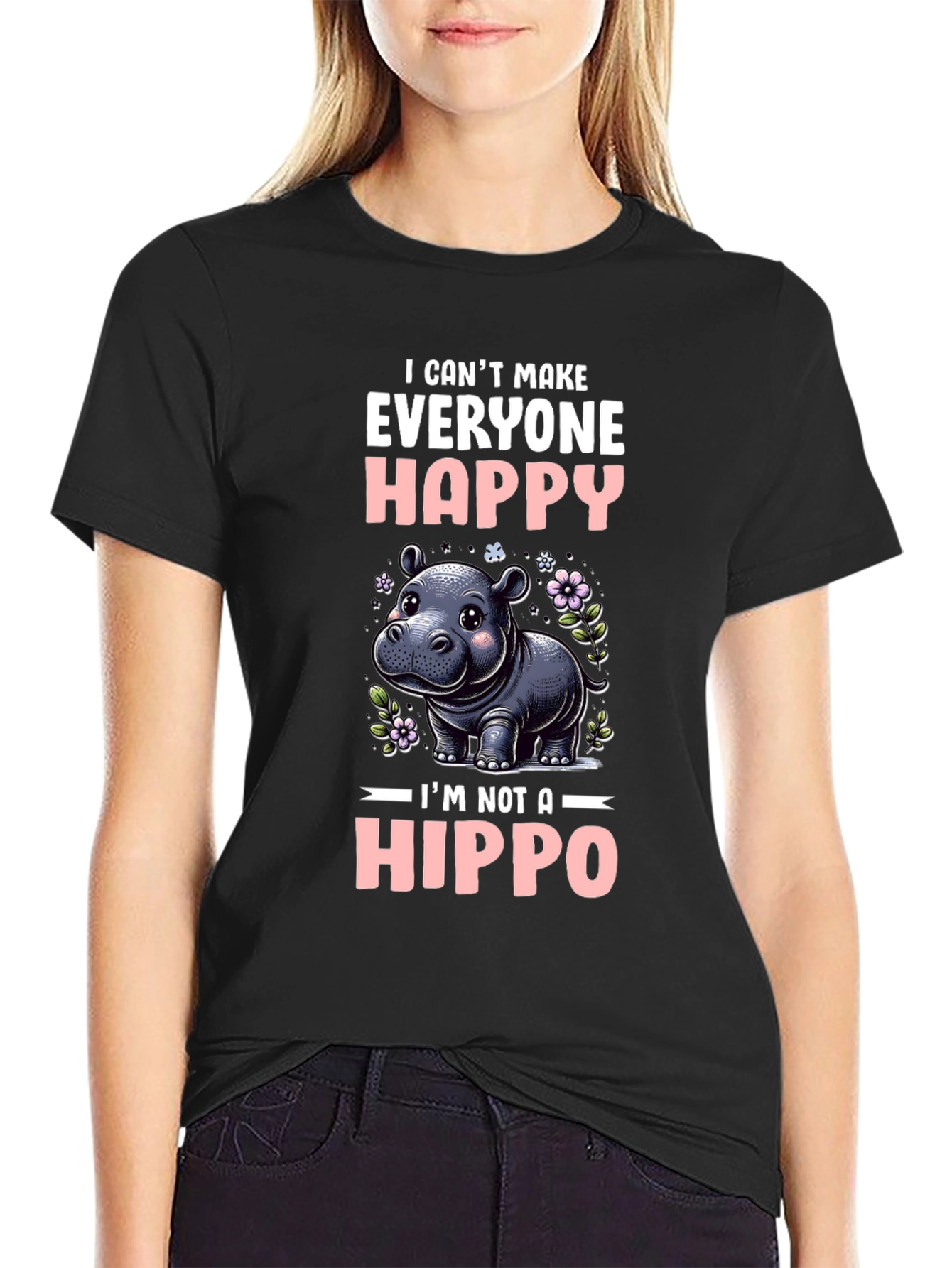Funny Hippo Graphic T-Shirt