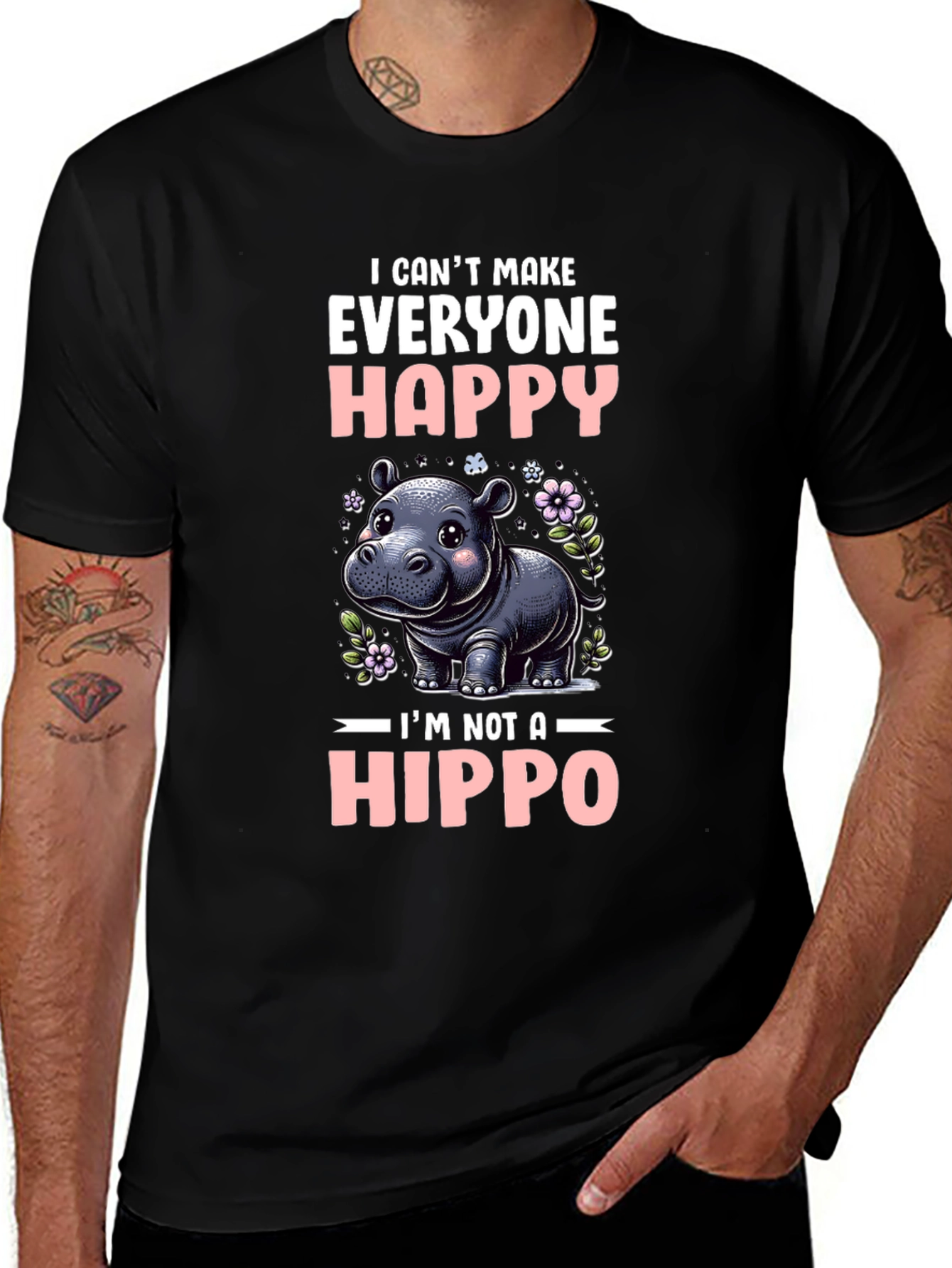 Funny Hippo Graphic T-Shirt