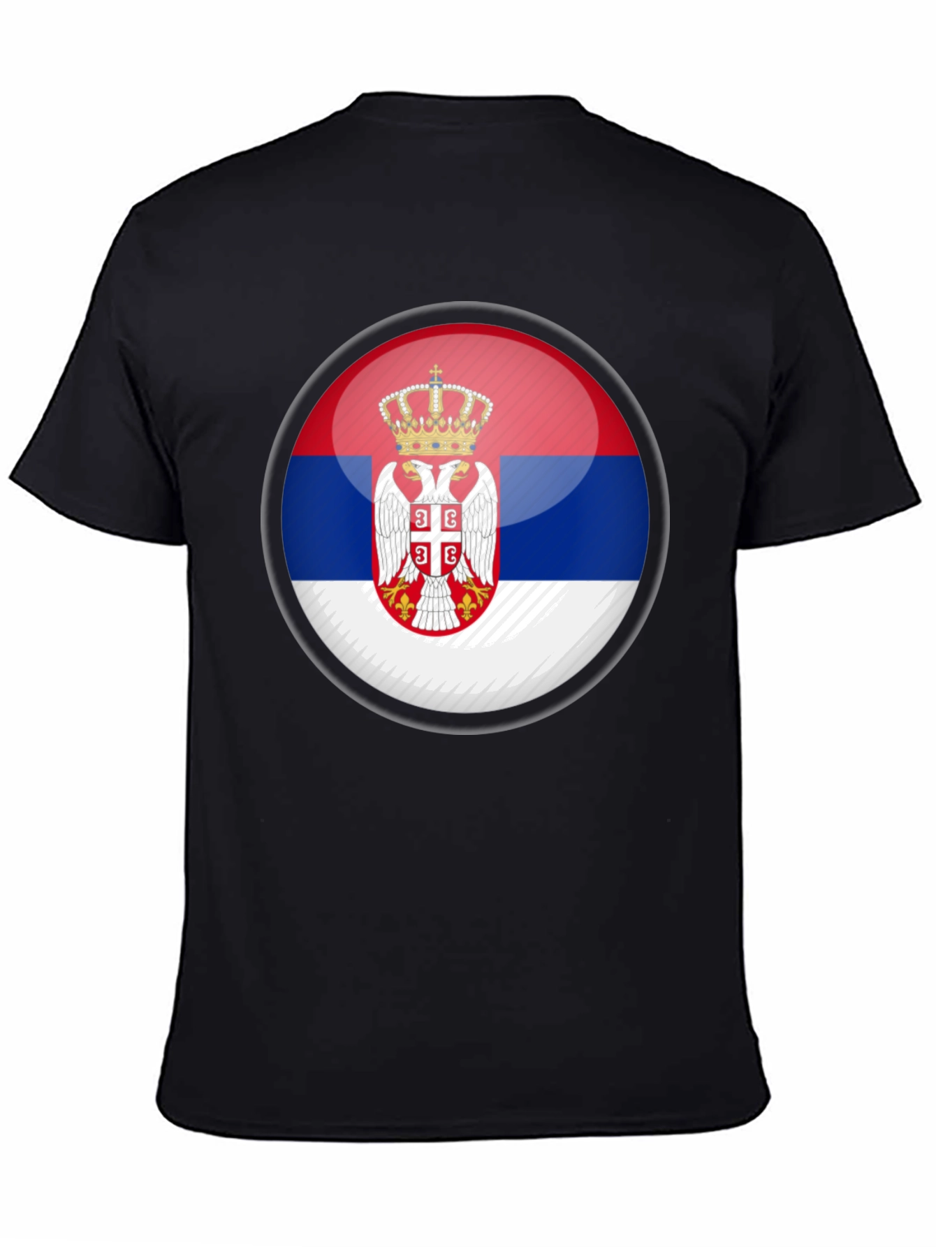 Serbia Flag Emblem Black T-Shirt