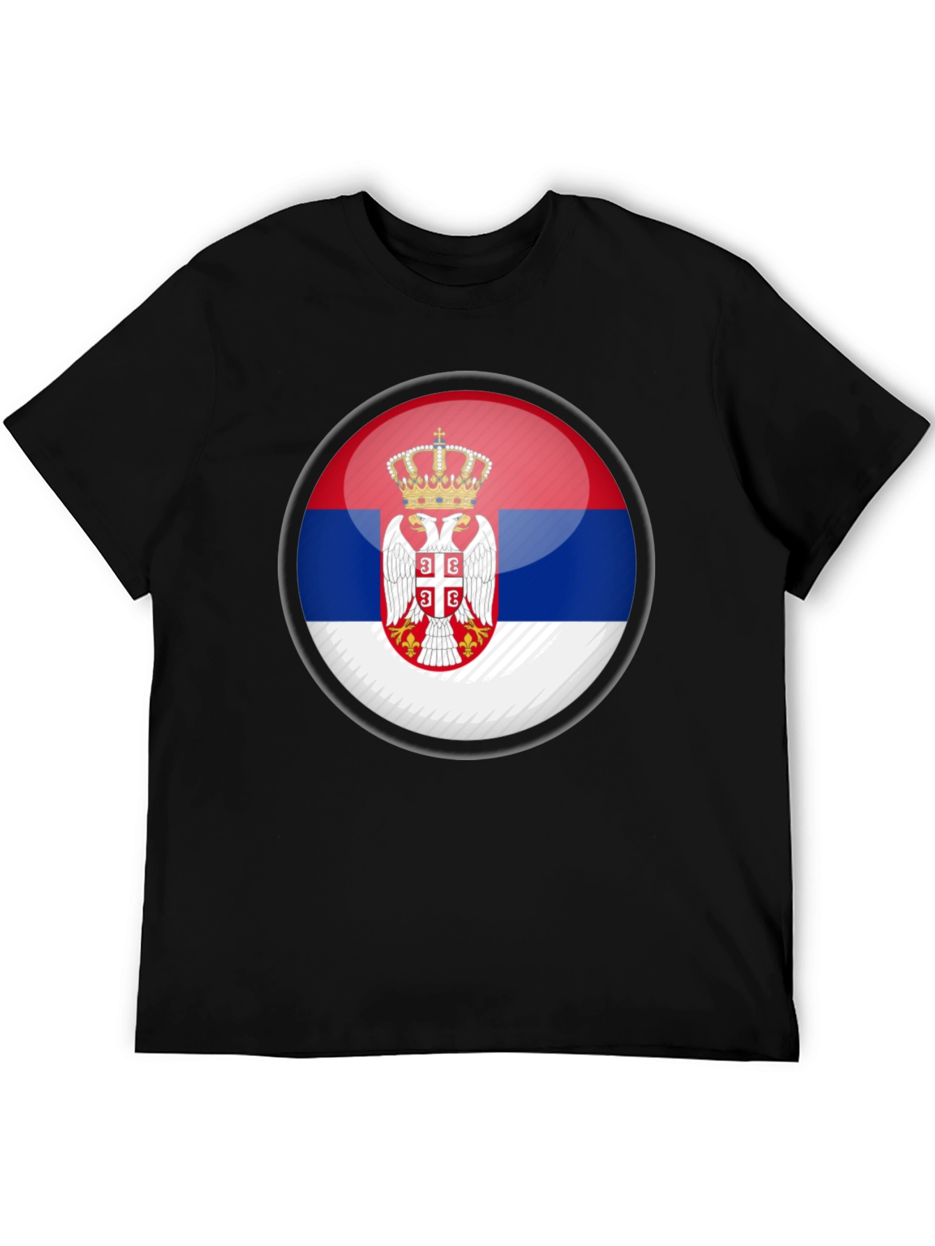Serbia Flag Emblem Black T-Shirt