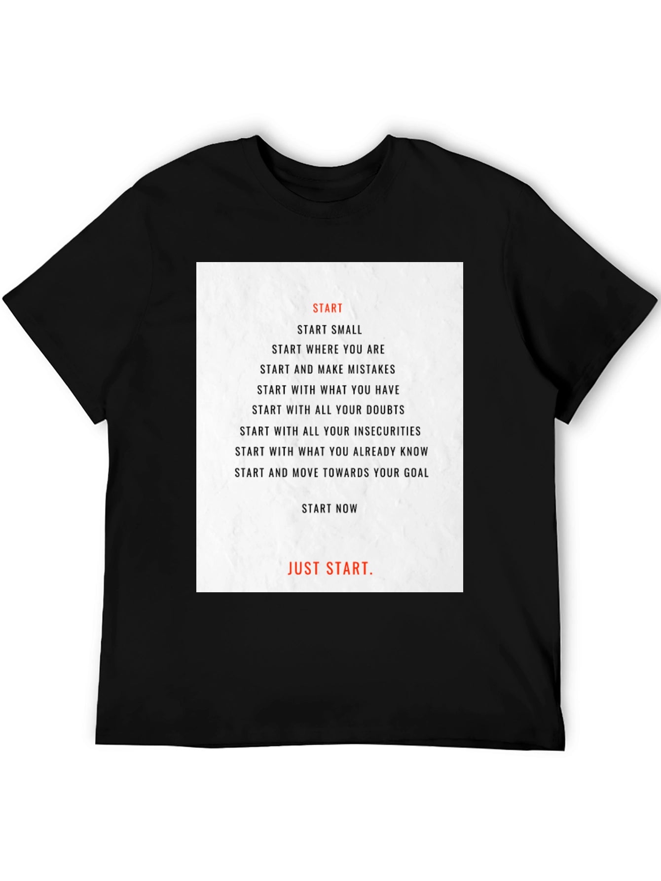 Motivational Start Graphic T-Shirt - Black