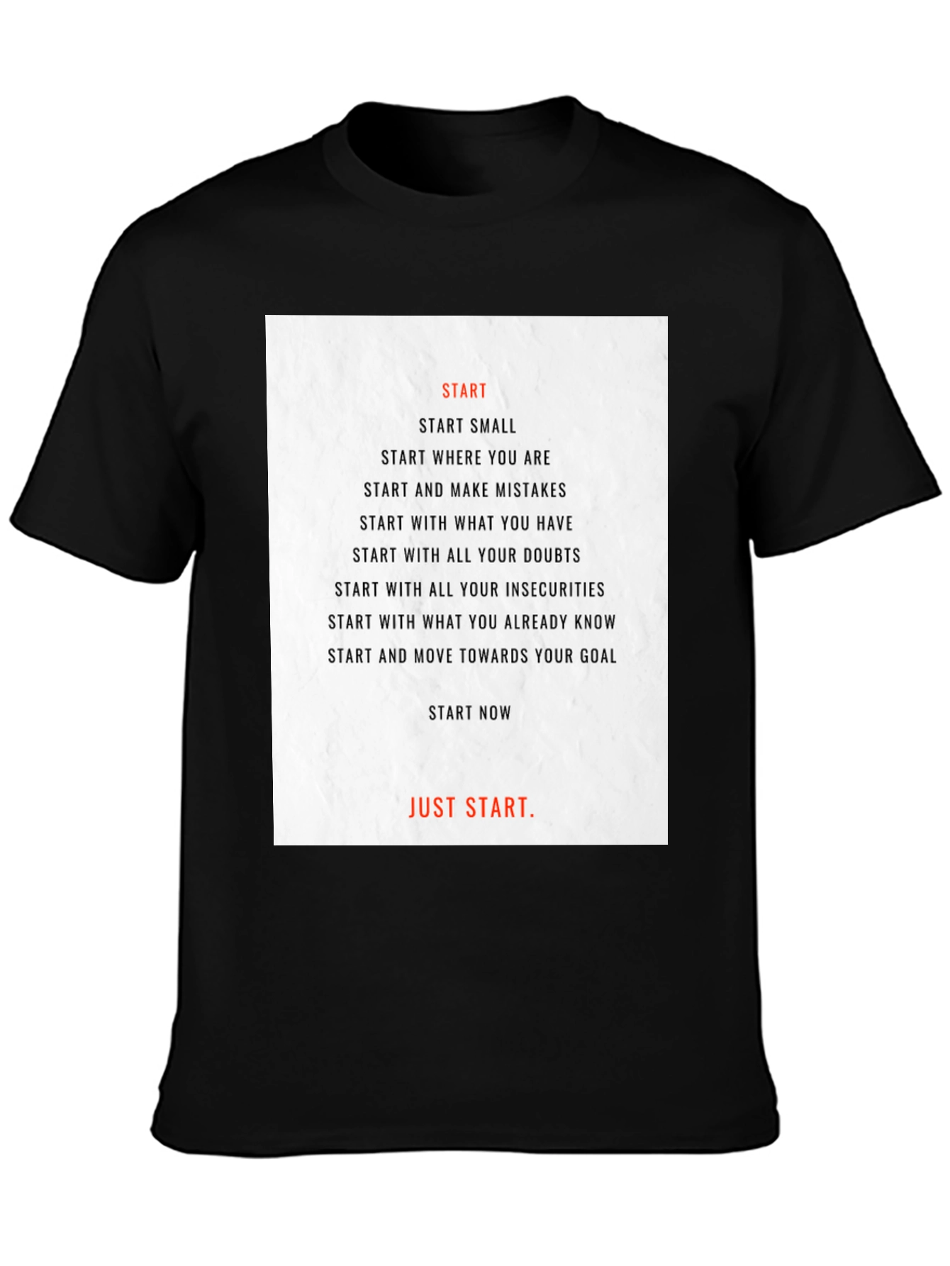 Motivational Start Graphic T-Shirt - Black