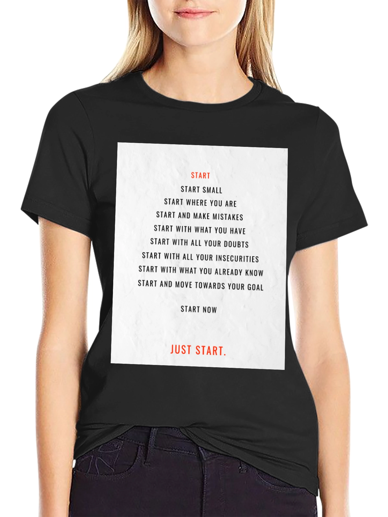 Motivational Start Graphic T-Shirt - Black
