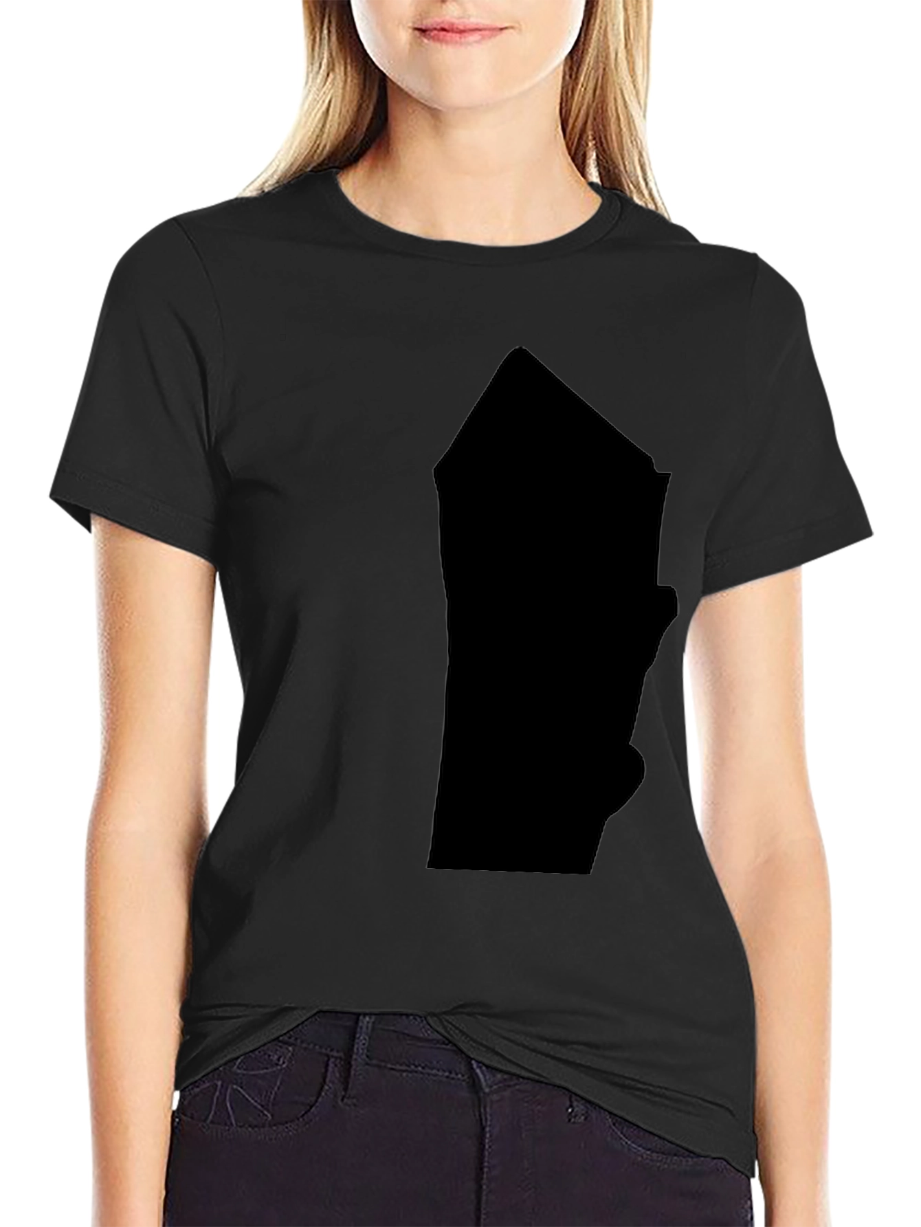 Mens Solid Black Graphic Print T-Shirt
