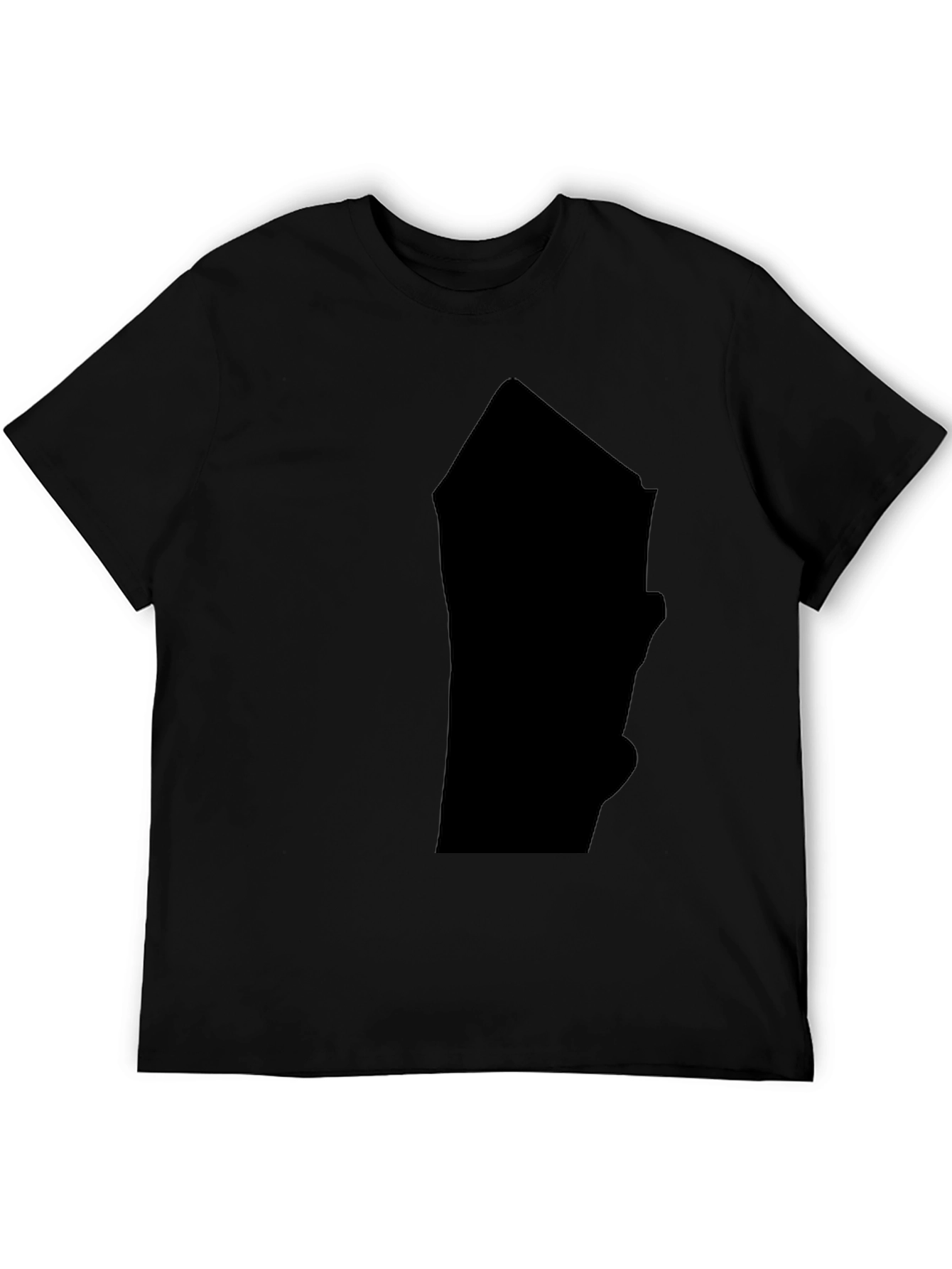 Mens Solid Black Graphic Print T-Shirt