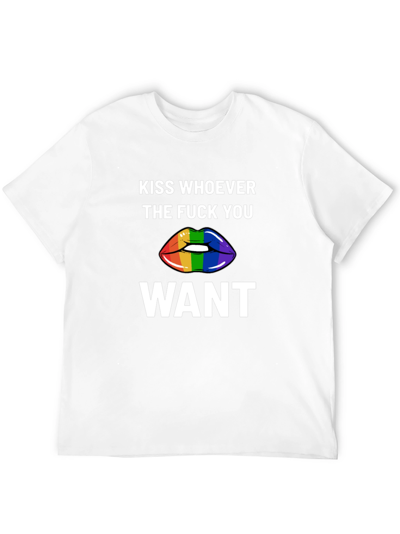 Kiss Whoever You Want Rainbow Lips Graphic Tee