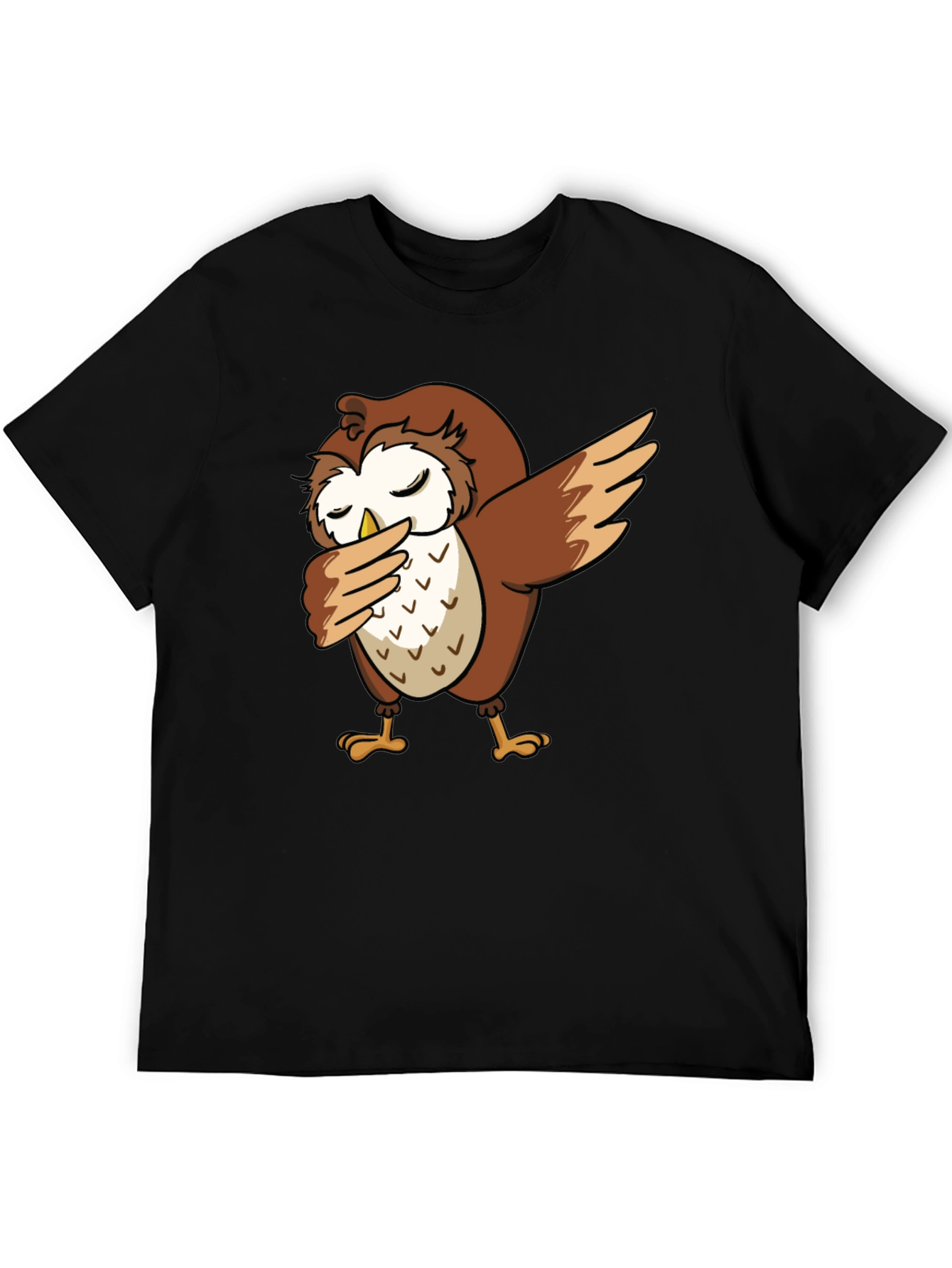 Dabbing Owl Graphic Tee - Trendy Black T-Shirt