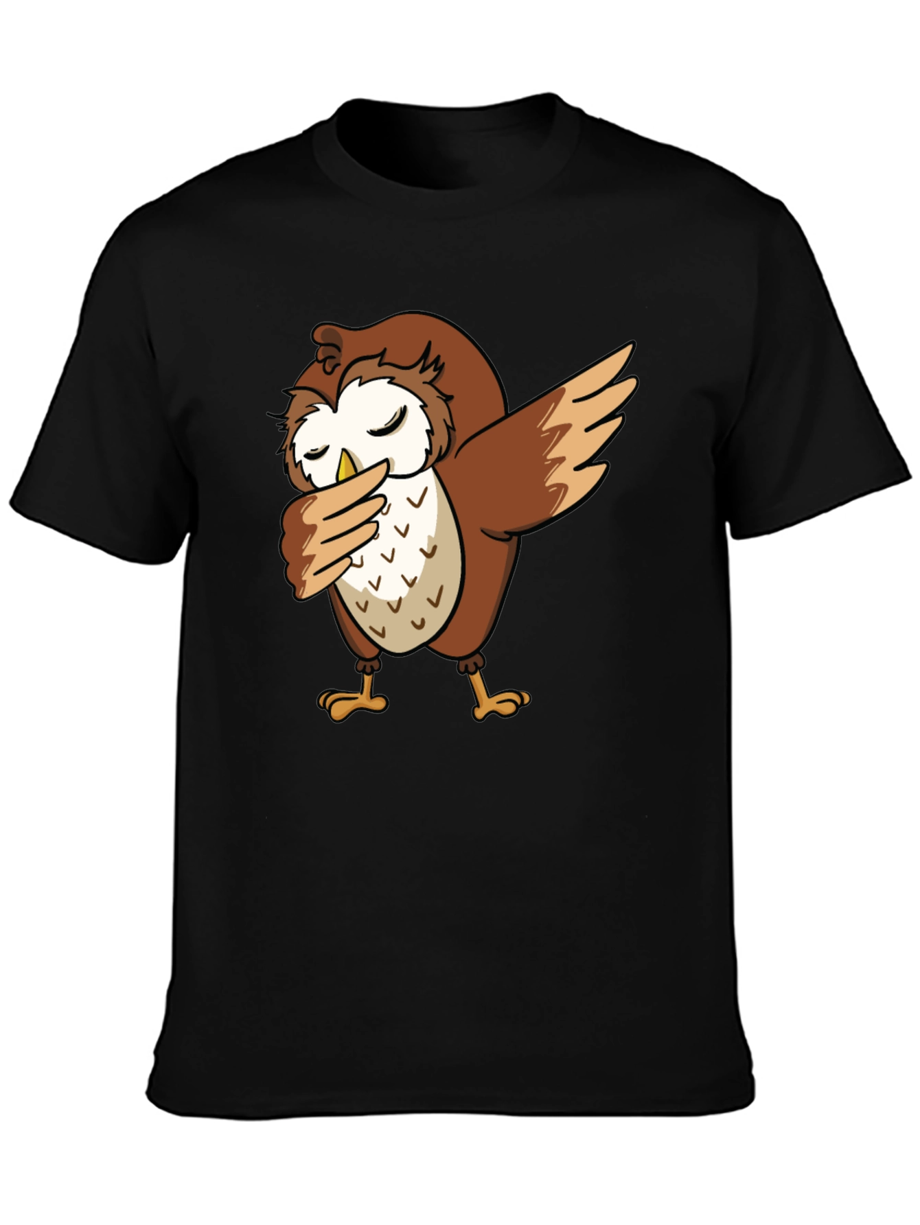 Dabbing Owl Graphic Tee - Trendy Black T-Shirt