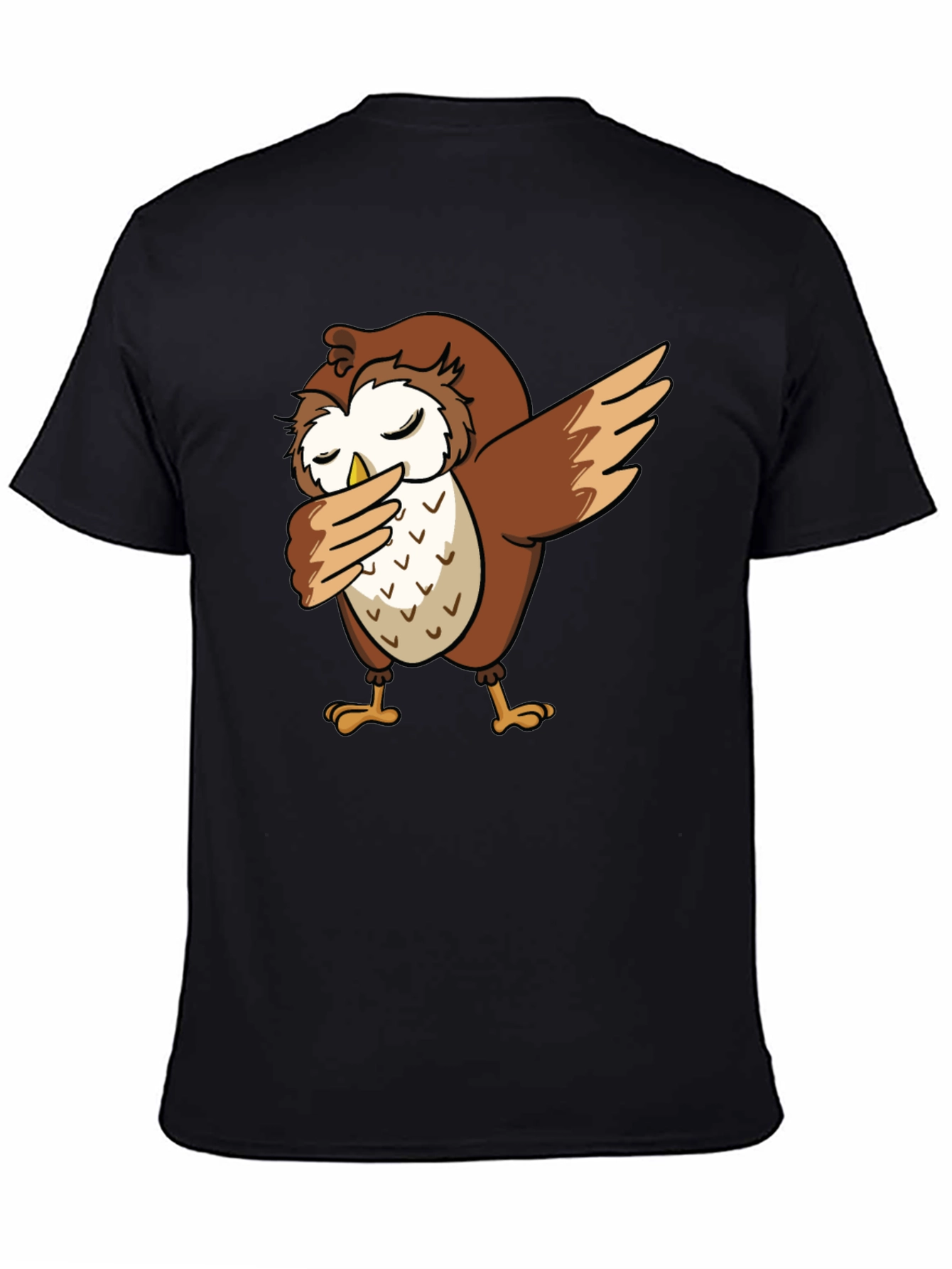 Dabbing Owl Graphic Tee - Trendy Black T-Shirt