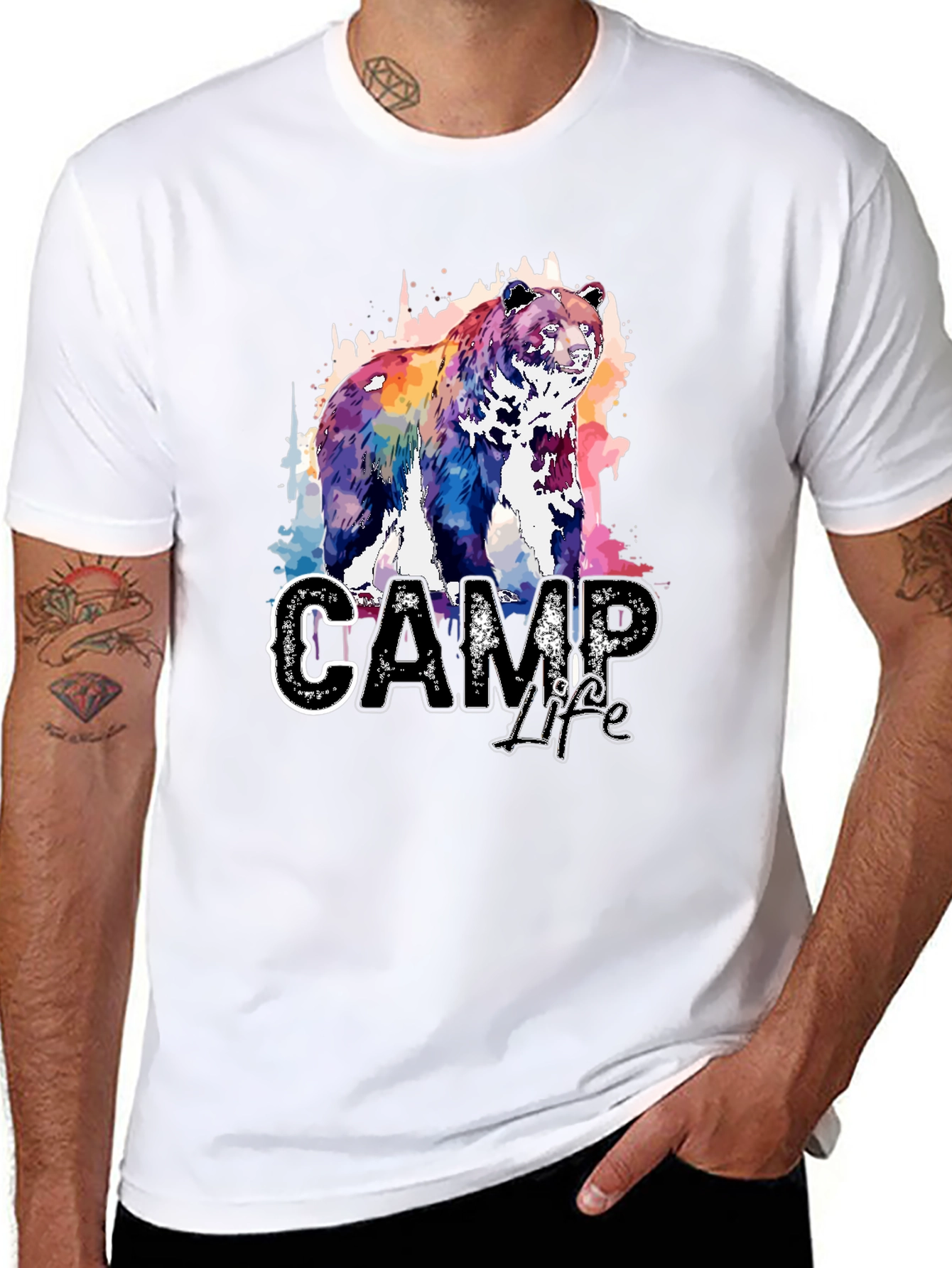 Camp Life Bear Graphic T-Shirt - Nature Inspired Design