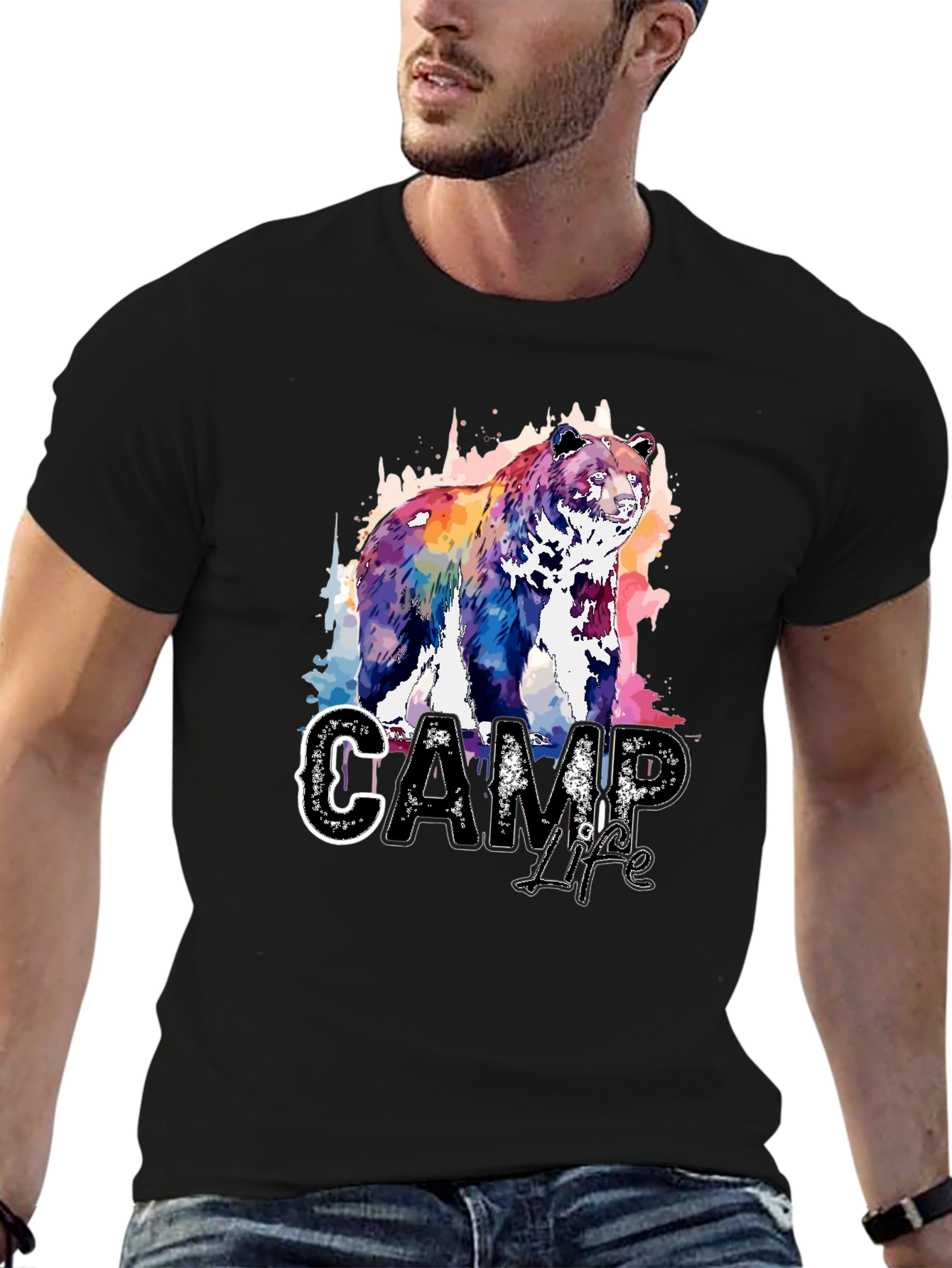 Camp Life Bear Graphic T-Shirt - Nature Inspired Design