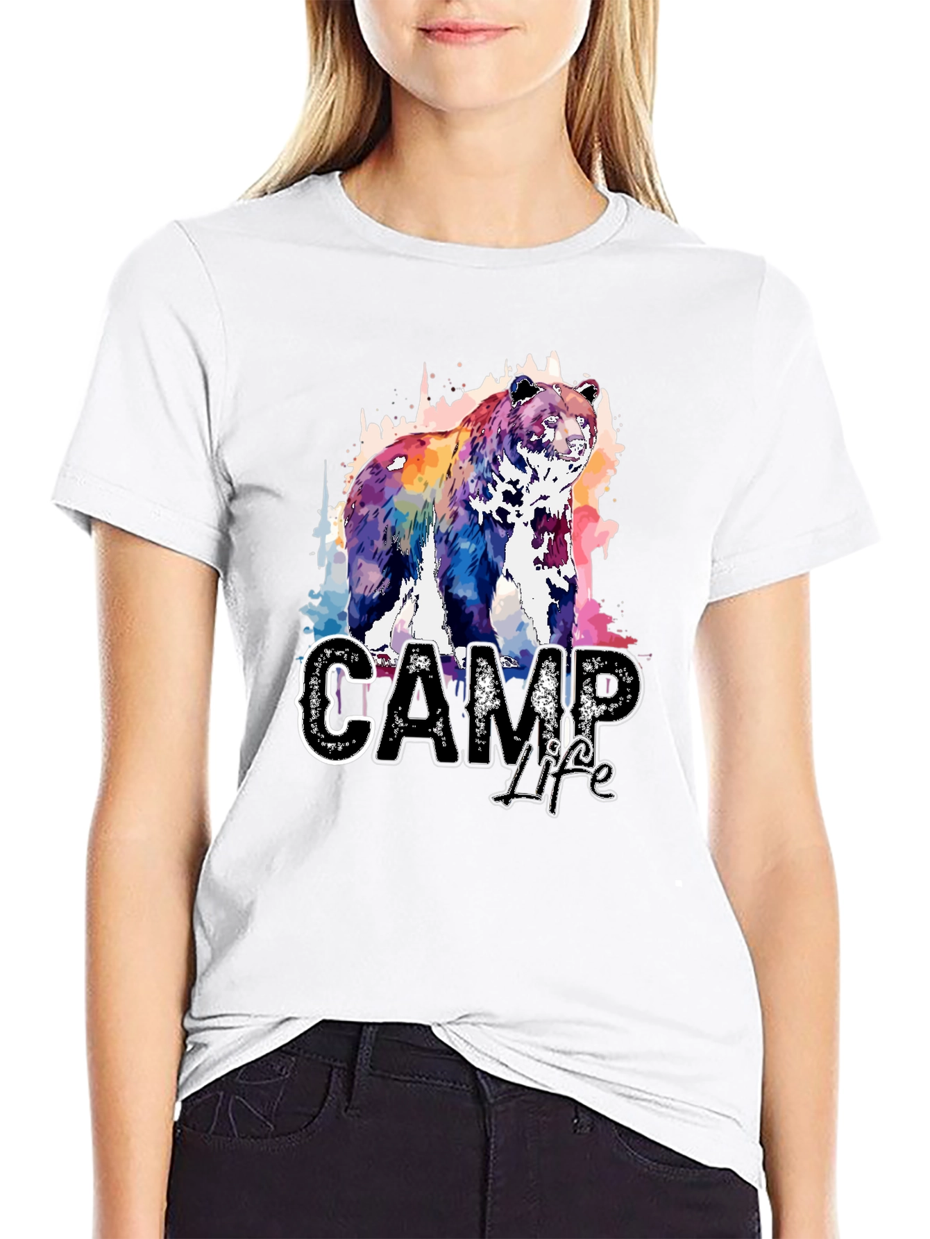 Camp Life Bear Graphic T-Shirt - Nature Inspired Design