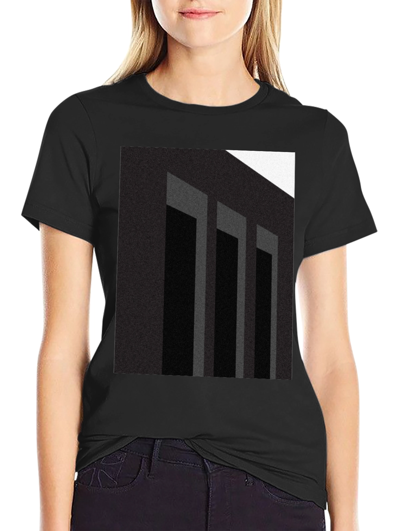 Abstract Columns Graphic Black T-Shirt