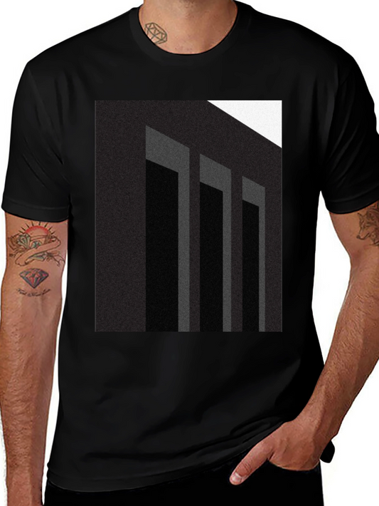 Abstract Columns Graphic Black T-Shirt