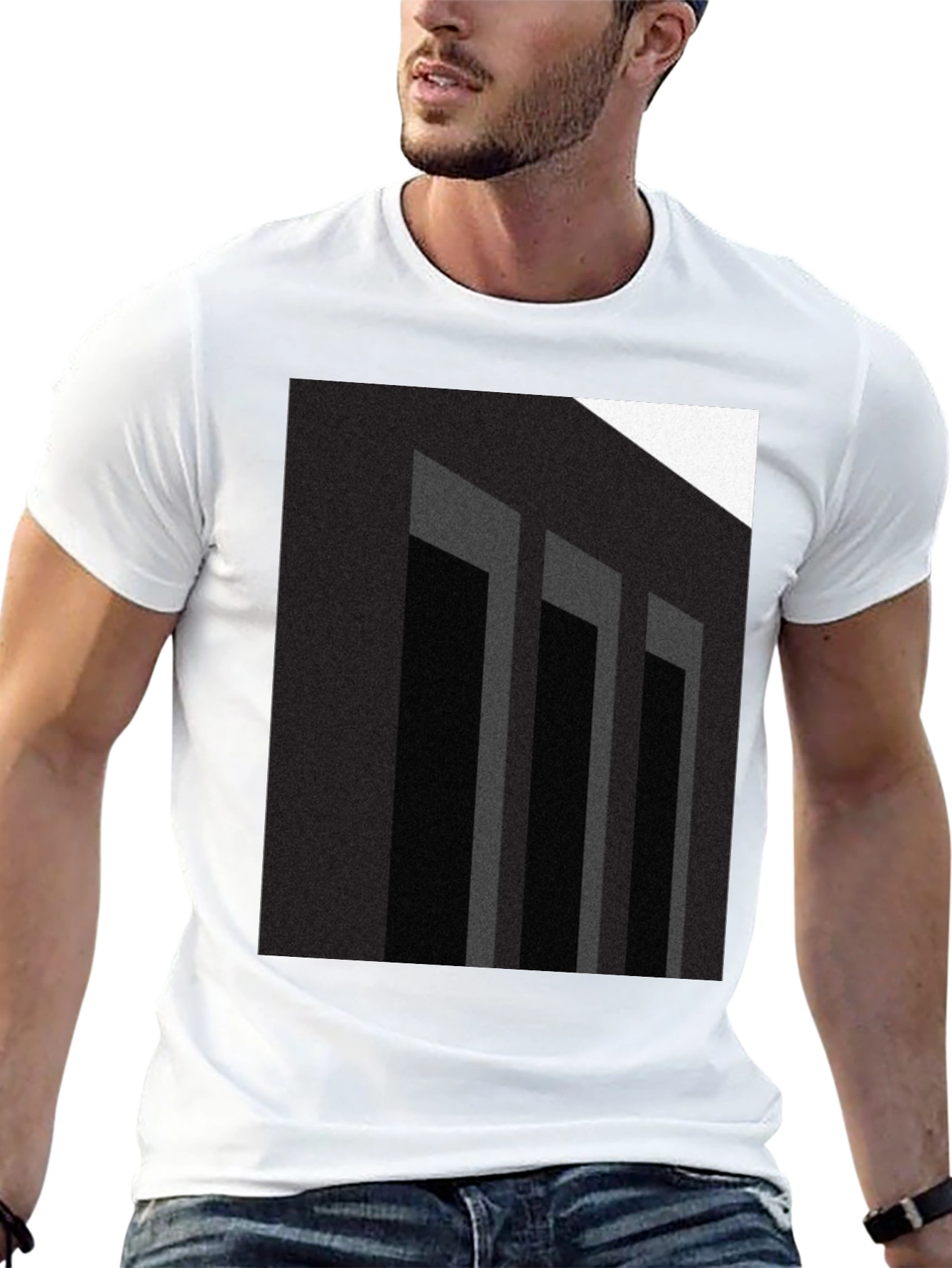 Abstract Columns Graphic Black T-Shirt