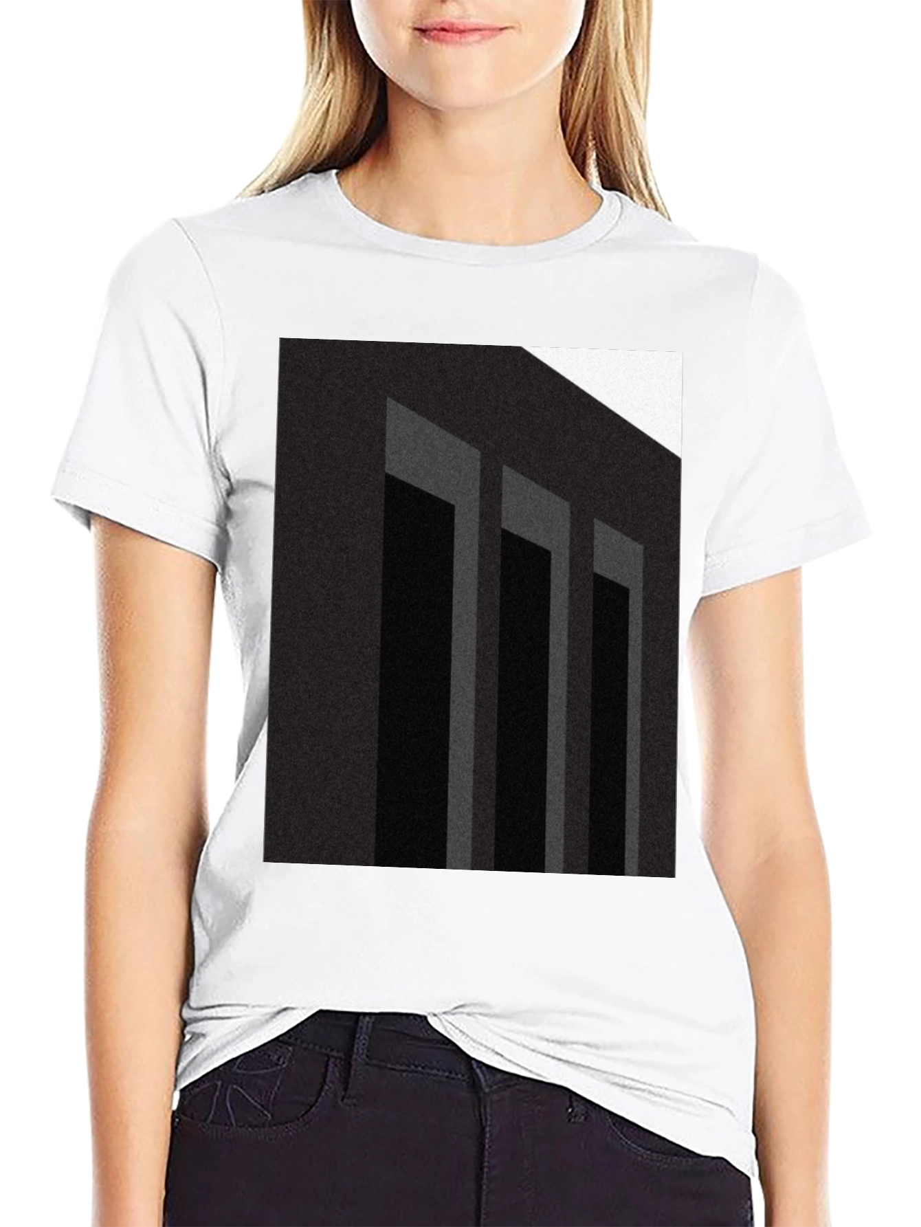 Abstract Columns Graphic Black T-Shirt