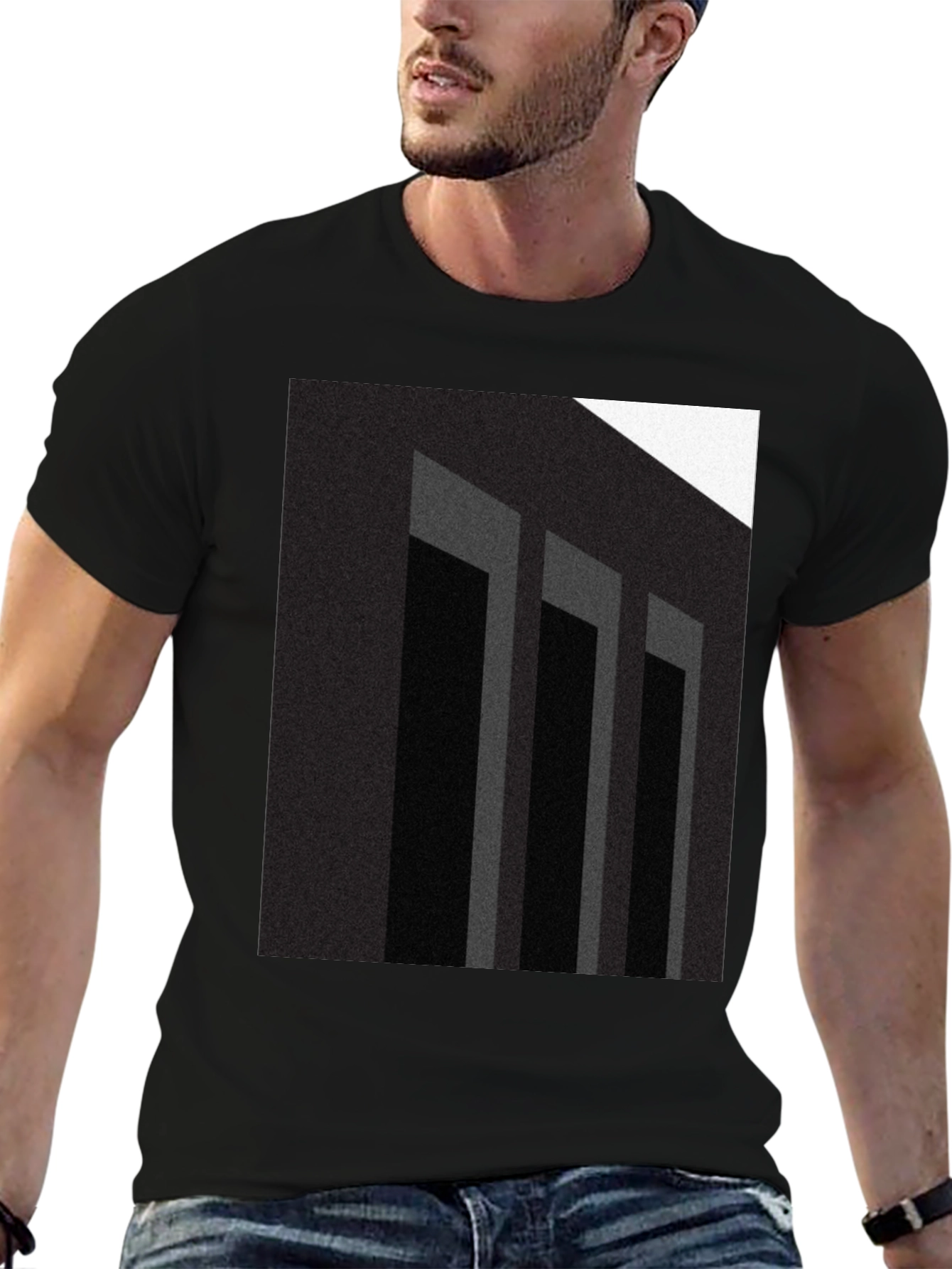 Abstract Columns Graphic Black T-Shirt