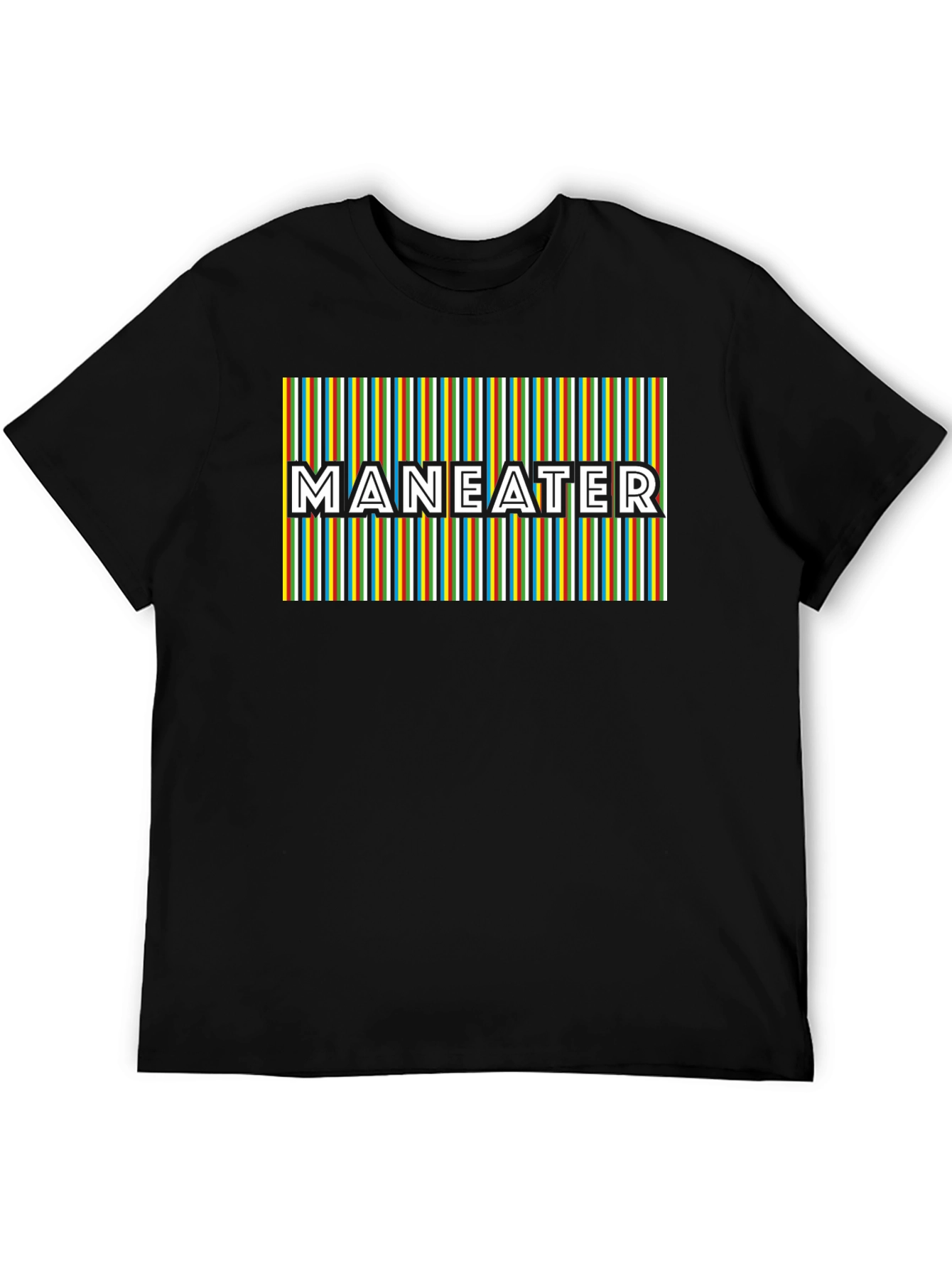 Maneater Striped Graphic Black T-Shirt