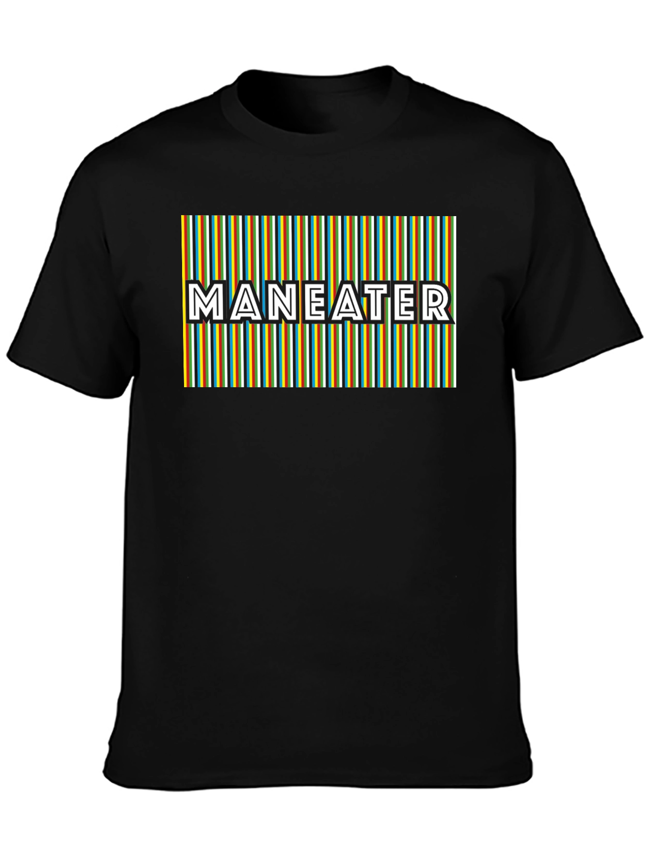 Maneater Striped Graphic Black T-Shirt