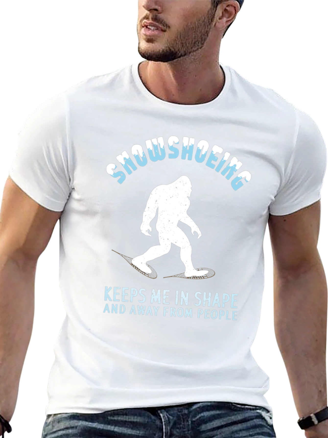 Snowshoeing Bigfoot Graphic Tee - Keeps Me in Shape