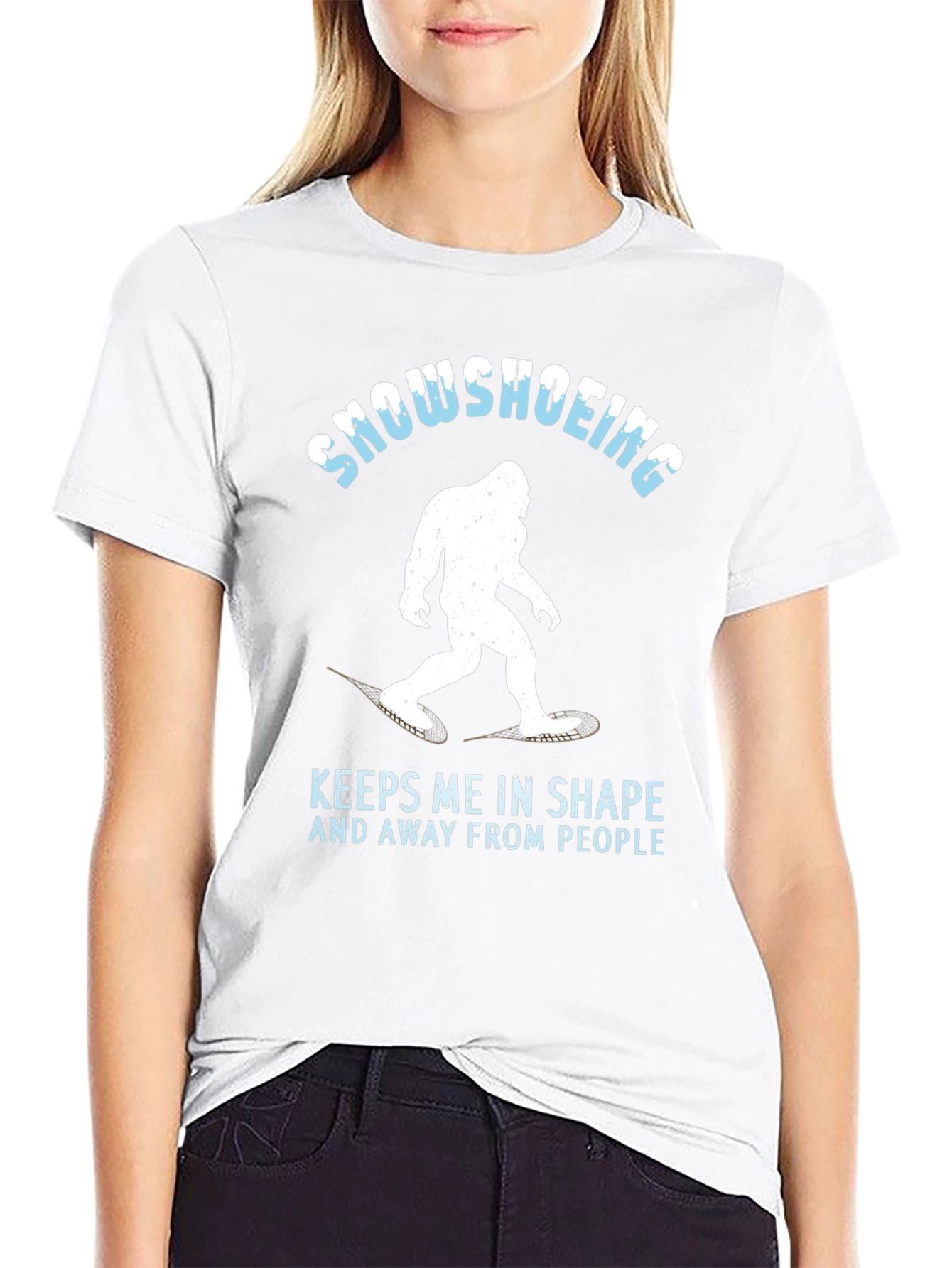 Snowshoeing Bigfoot Graphic Tee - Keeps Me in Shape
