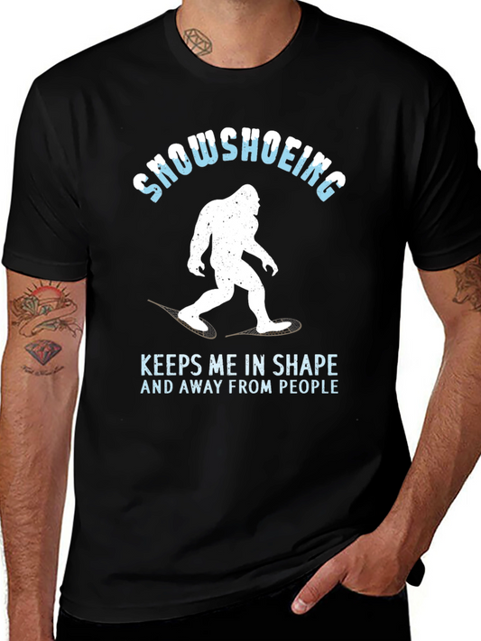 Snowshoeing Bigfoot Graphic Tee - Keeps Me in Shape