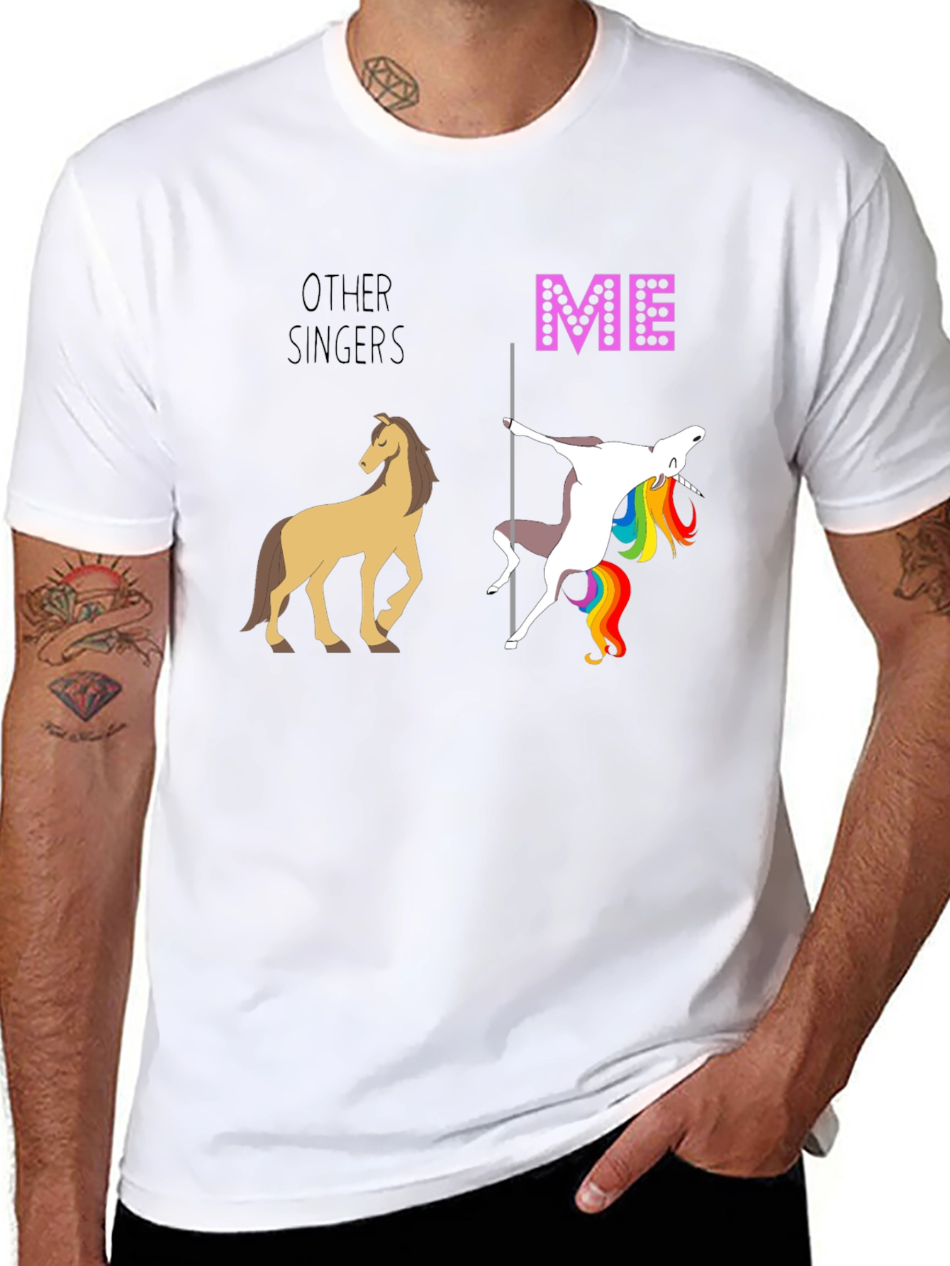 Funny Singer T-Shirt: Unicorn Pole Dance