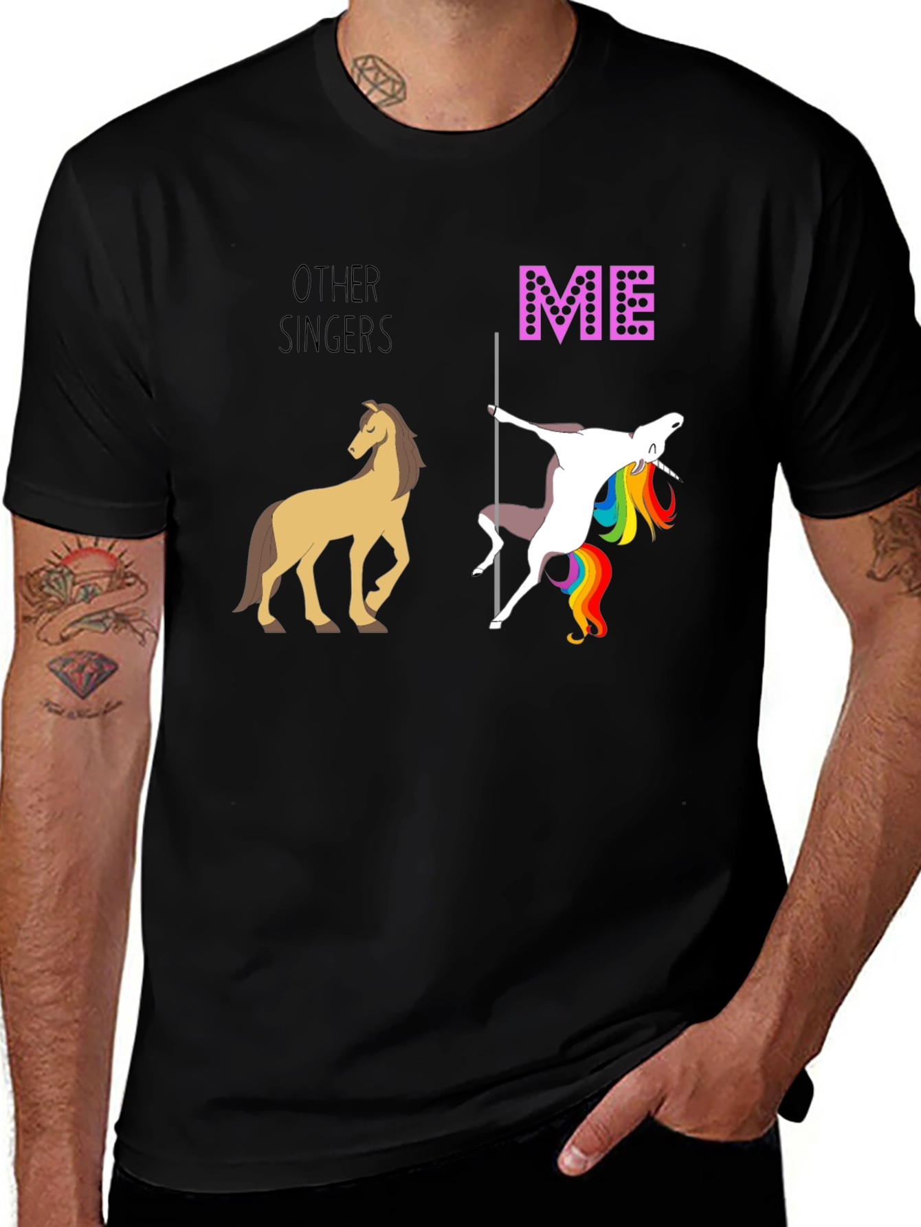 Funny Singer T-Shirt: Unicorn Pole Dance