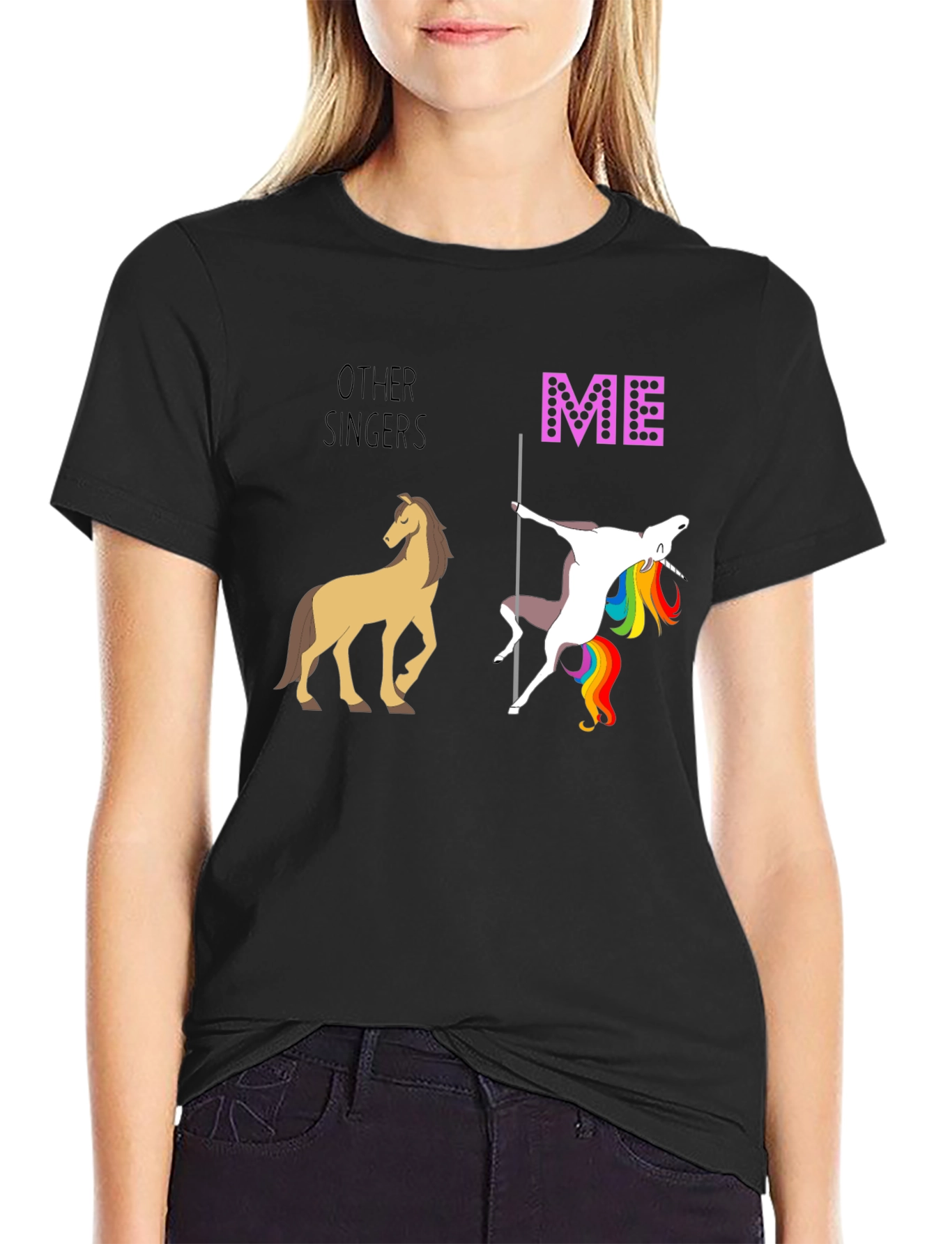 Funny Singer T-Shirt: Unicorn Pole Dance