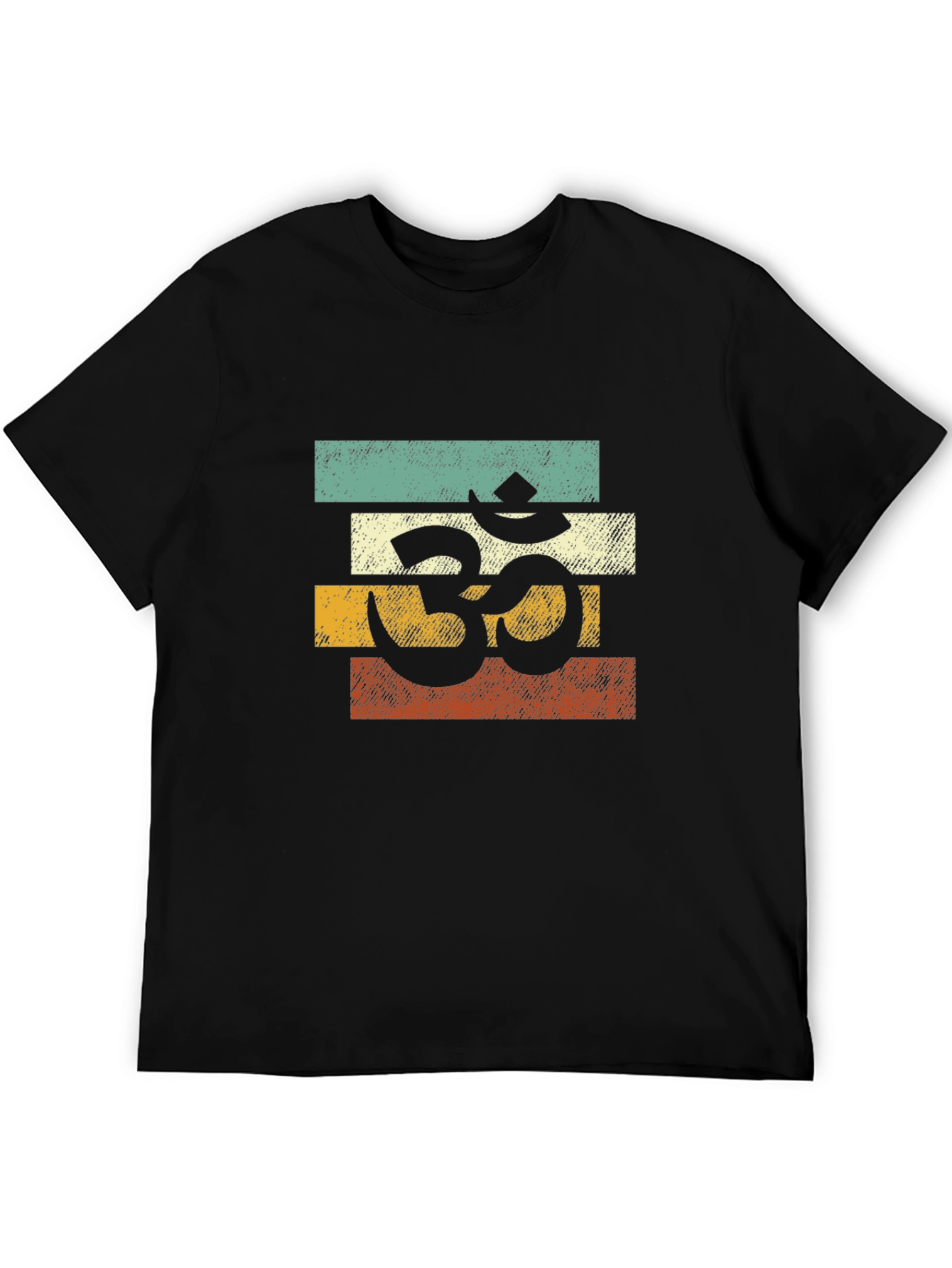 Om Symbol Retro Stripe T-Shirt - Spiritual Yoga Tee