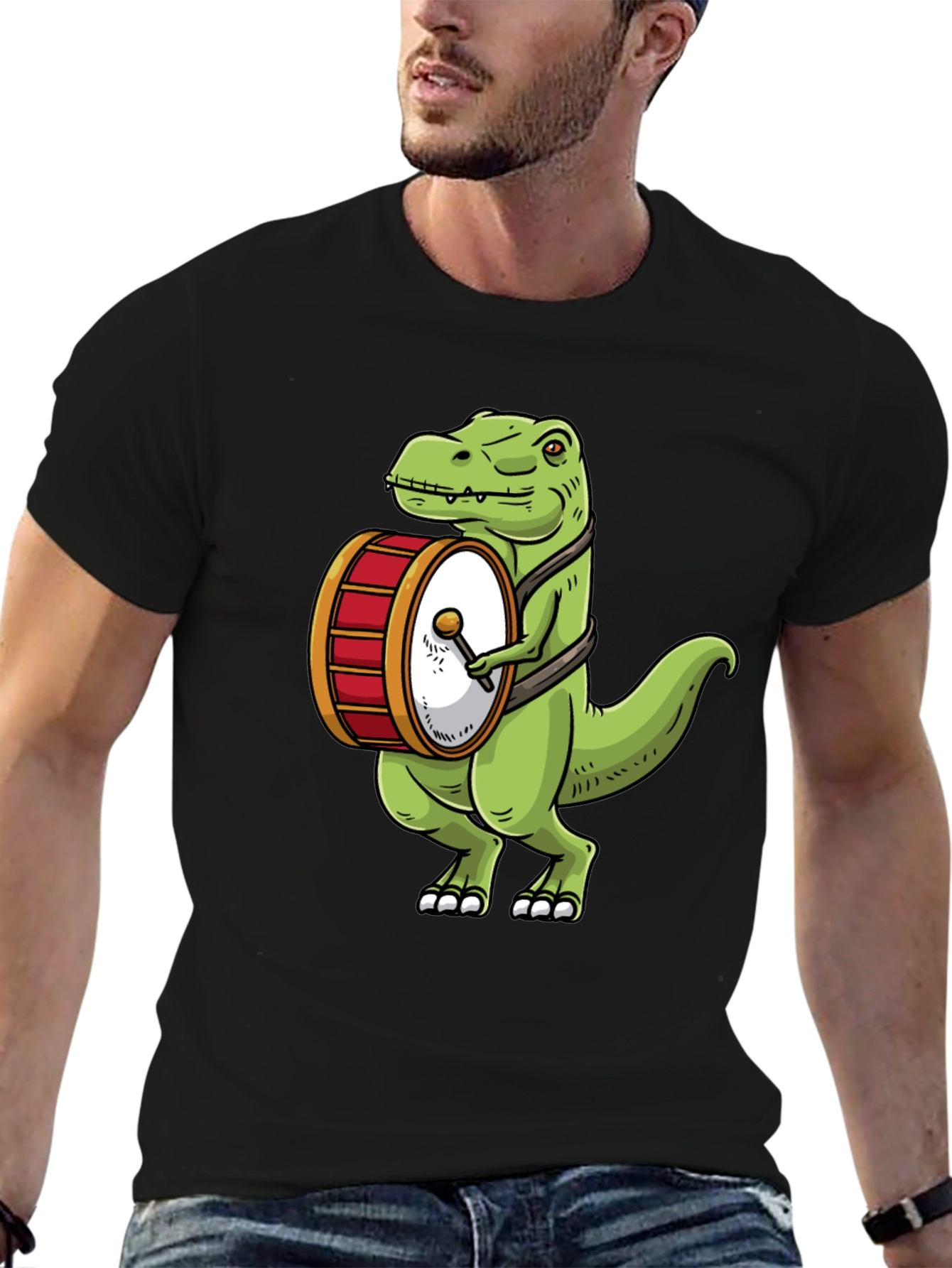 Dinosaur Drummer T-Shirt - Funny Dino Band Tee