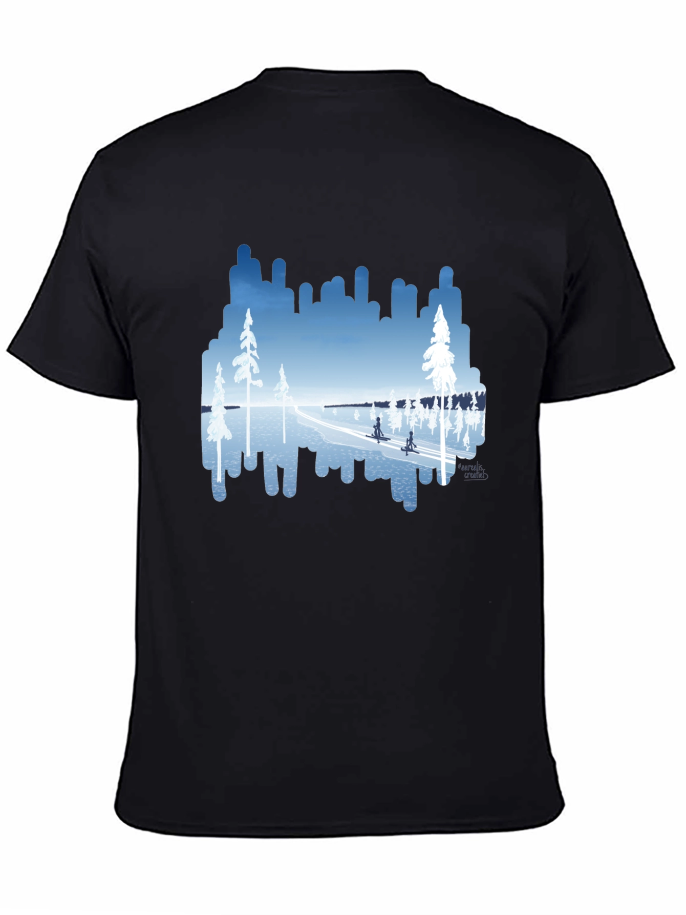 Winter Lake Scene Graphic Tee - Black T-Shirt