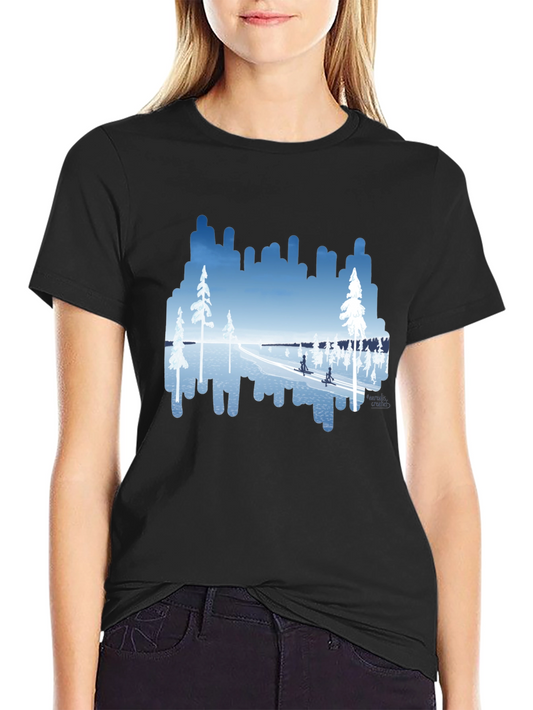 Winter Lake Scene Graphic Tee - Black T-Shirt
