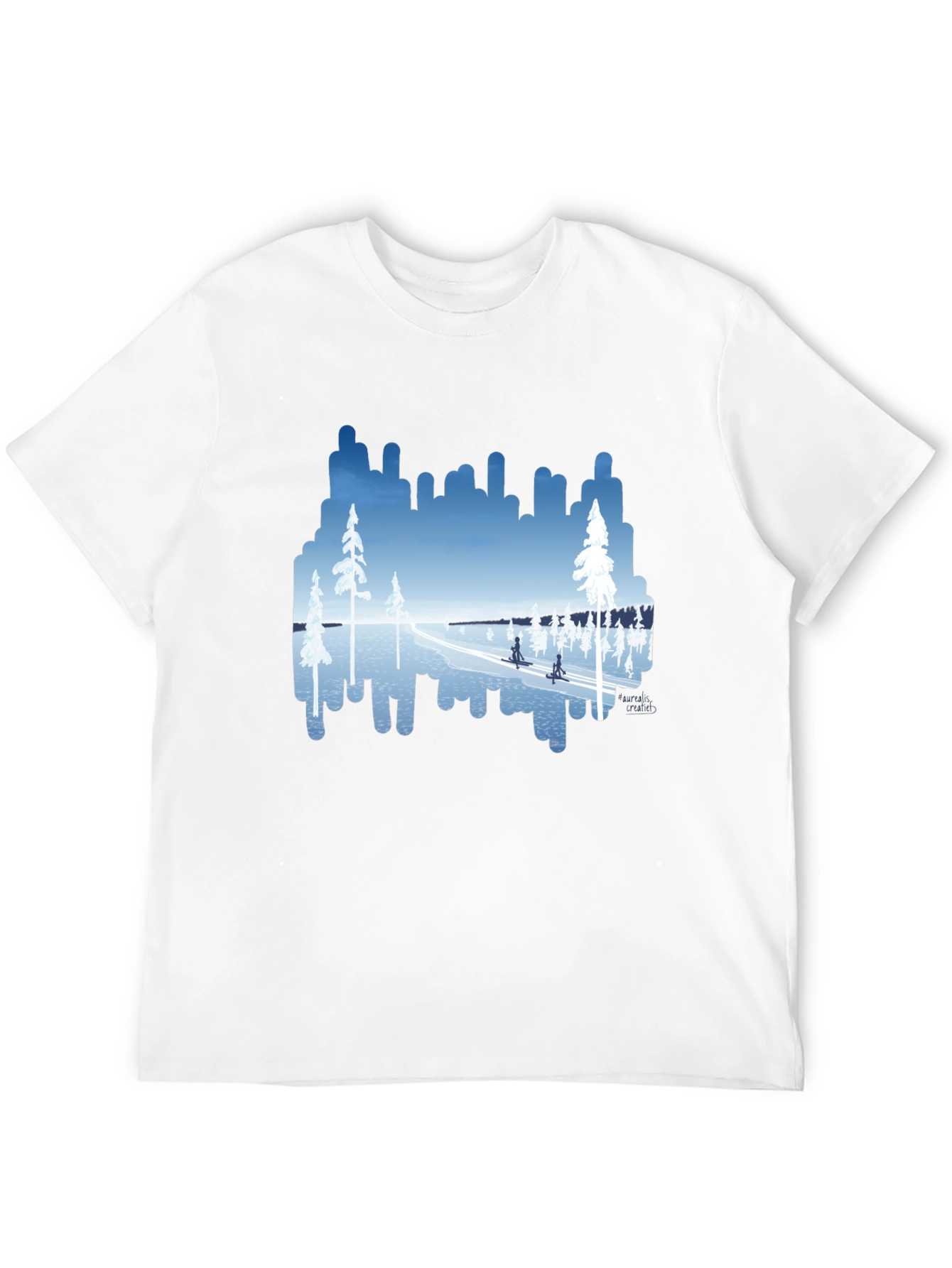 Winter Lake Scene Graphic Tee - Black T-Shirt