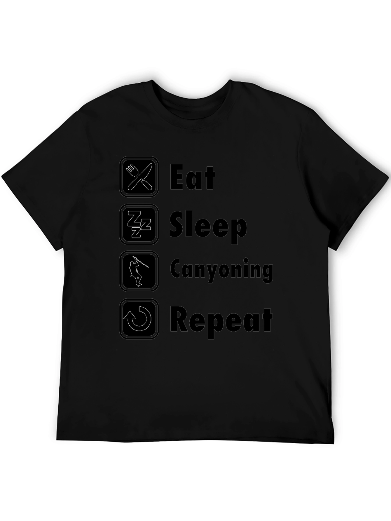 Eat Sleep Canyoning Repeat Black T-Shirt