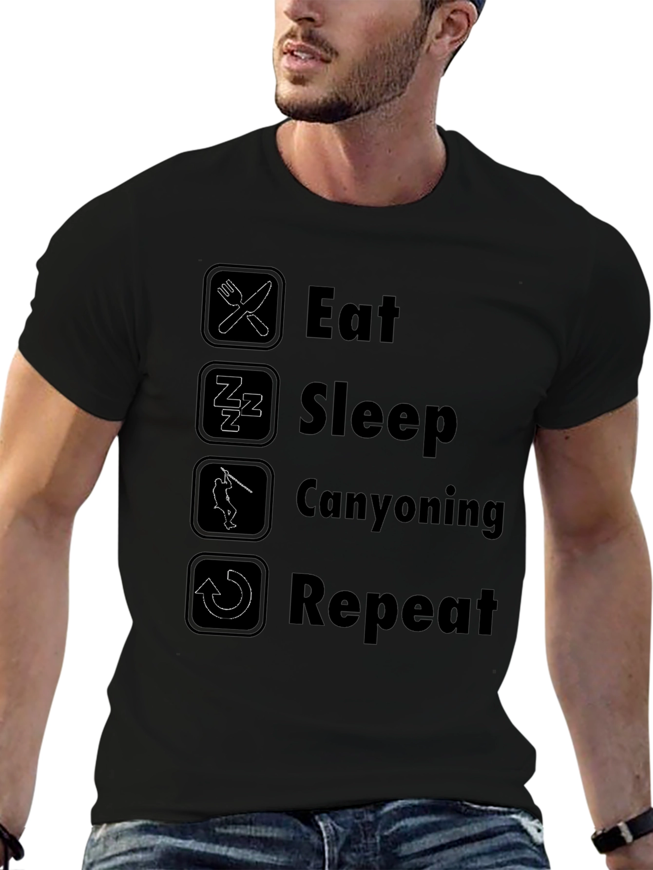 Eat Sleep Canyoning Repeat Black T-Shirt