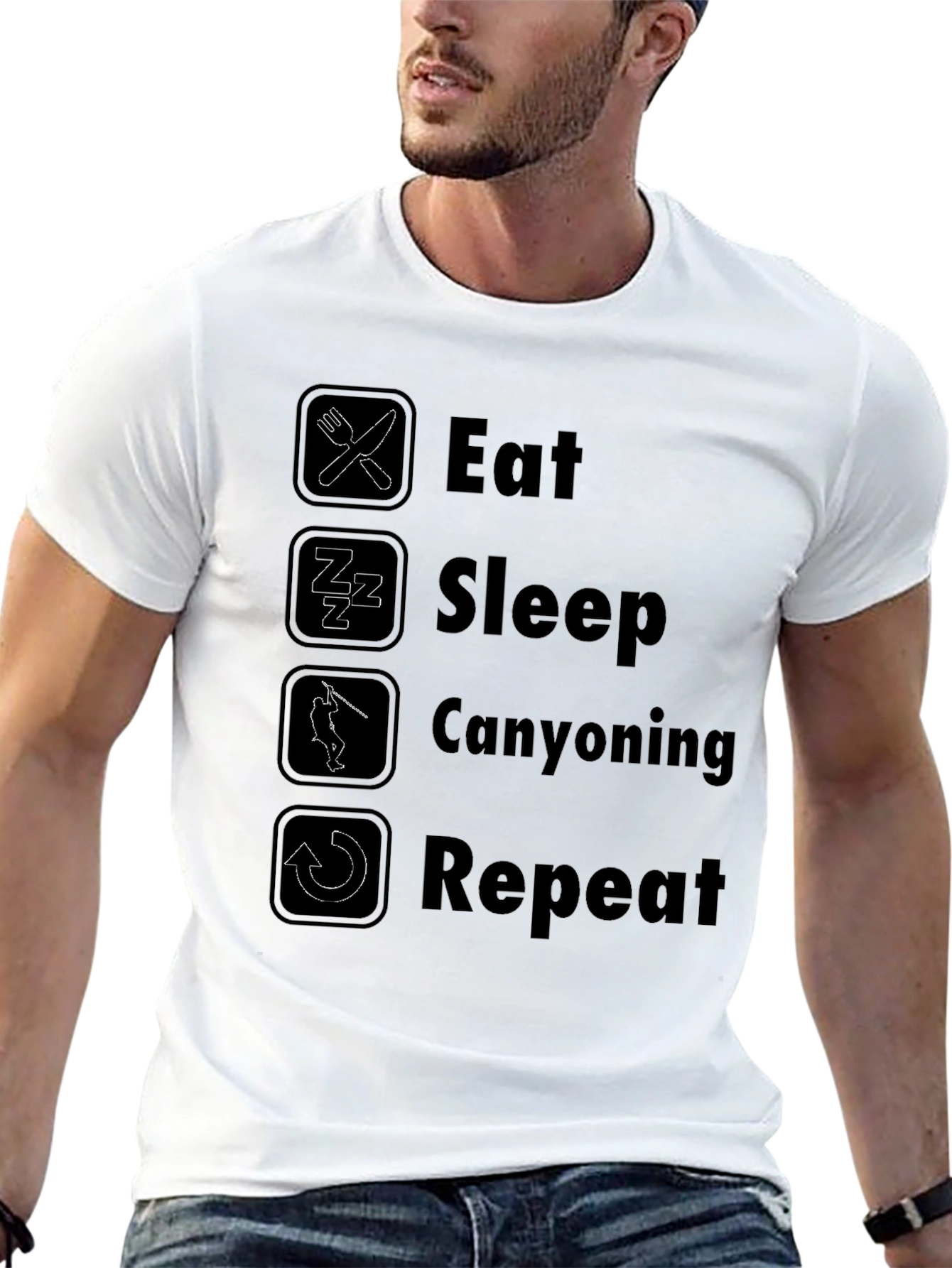 Eat Sleep Canyoning Repeat Black T-Shirt